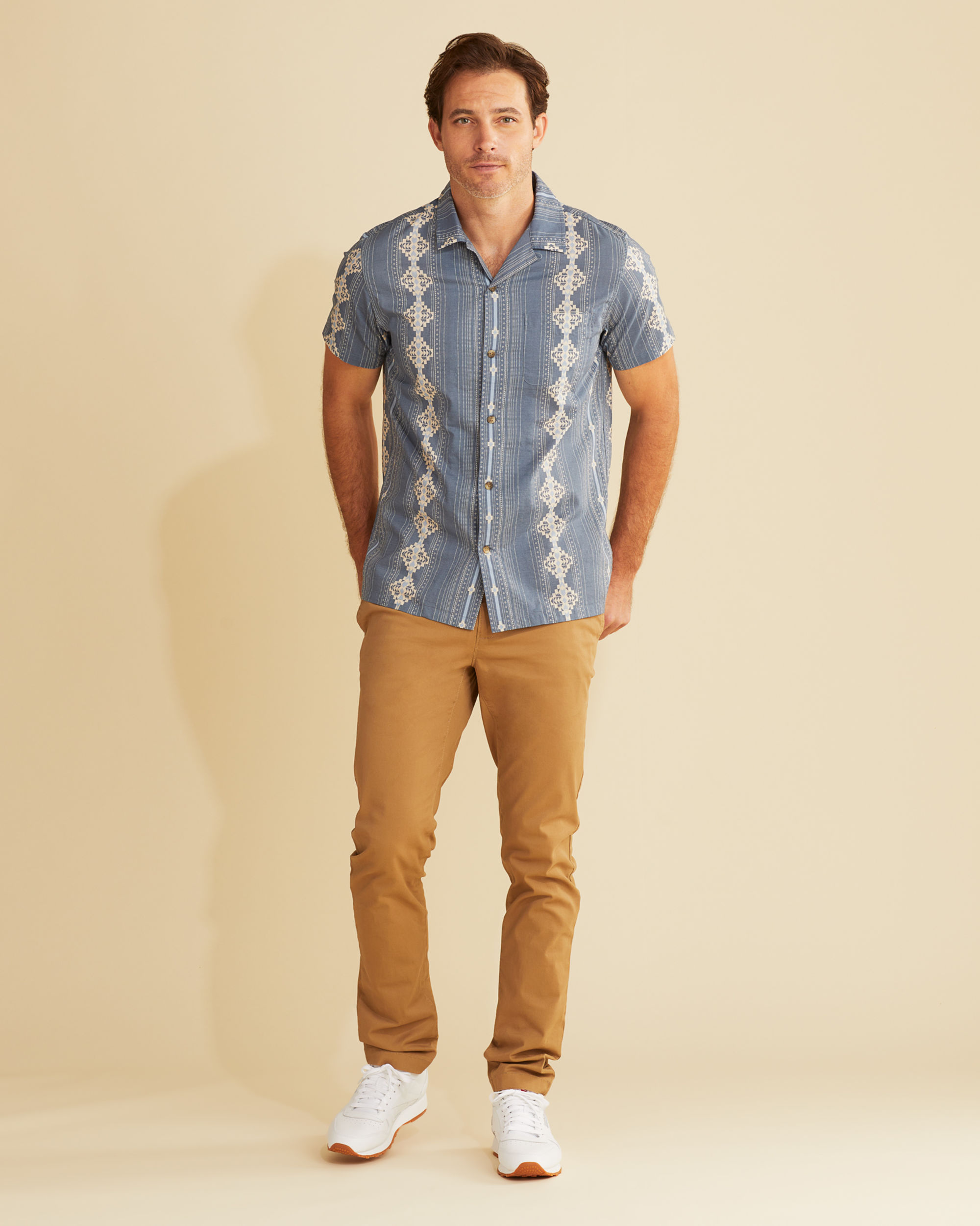MEN'S SHORT-SLEEVE STRIPE ALOHA SHIRT