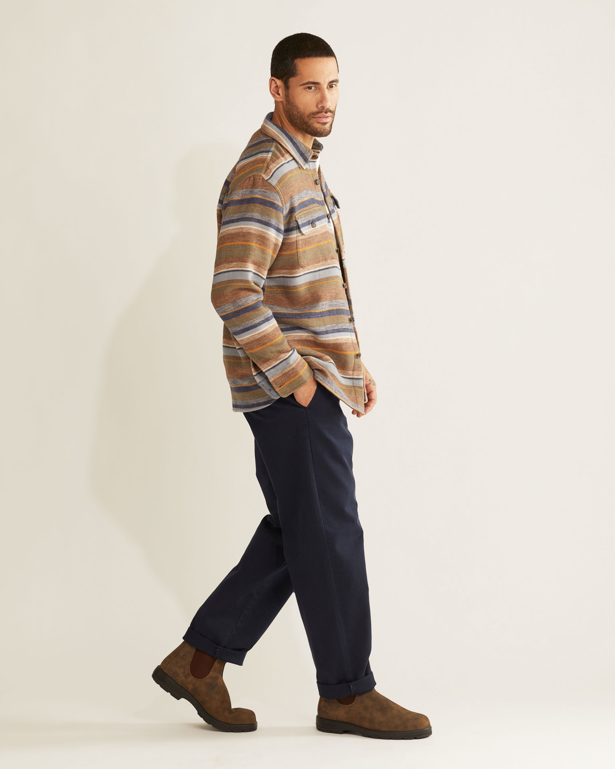 MEN'S DOUBLESOFT STRIPED DRIFTWOOD SHIRT