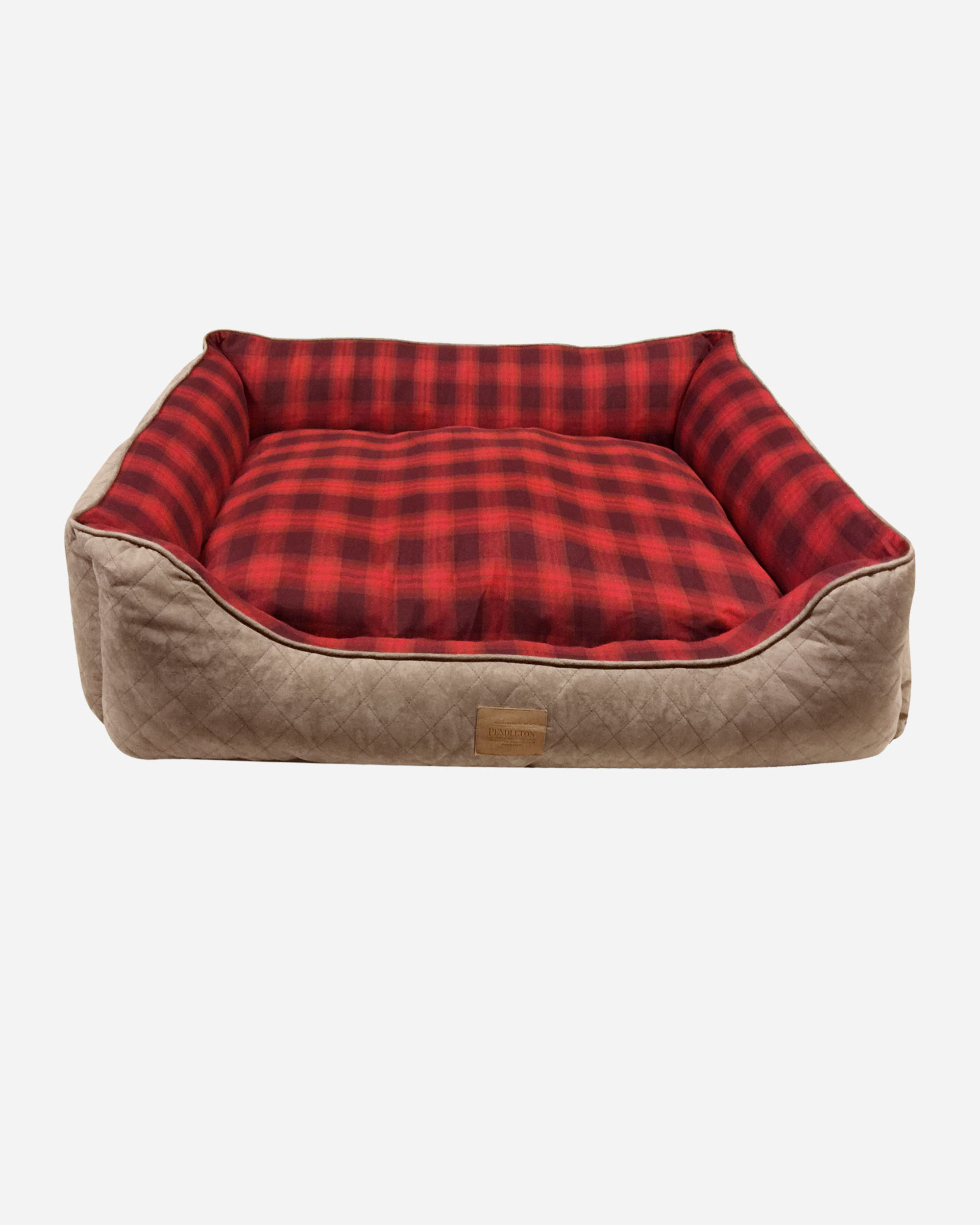 RED OMBRE PLAID KUDDLER DOG BED