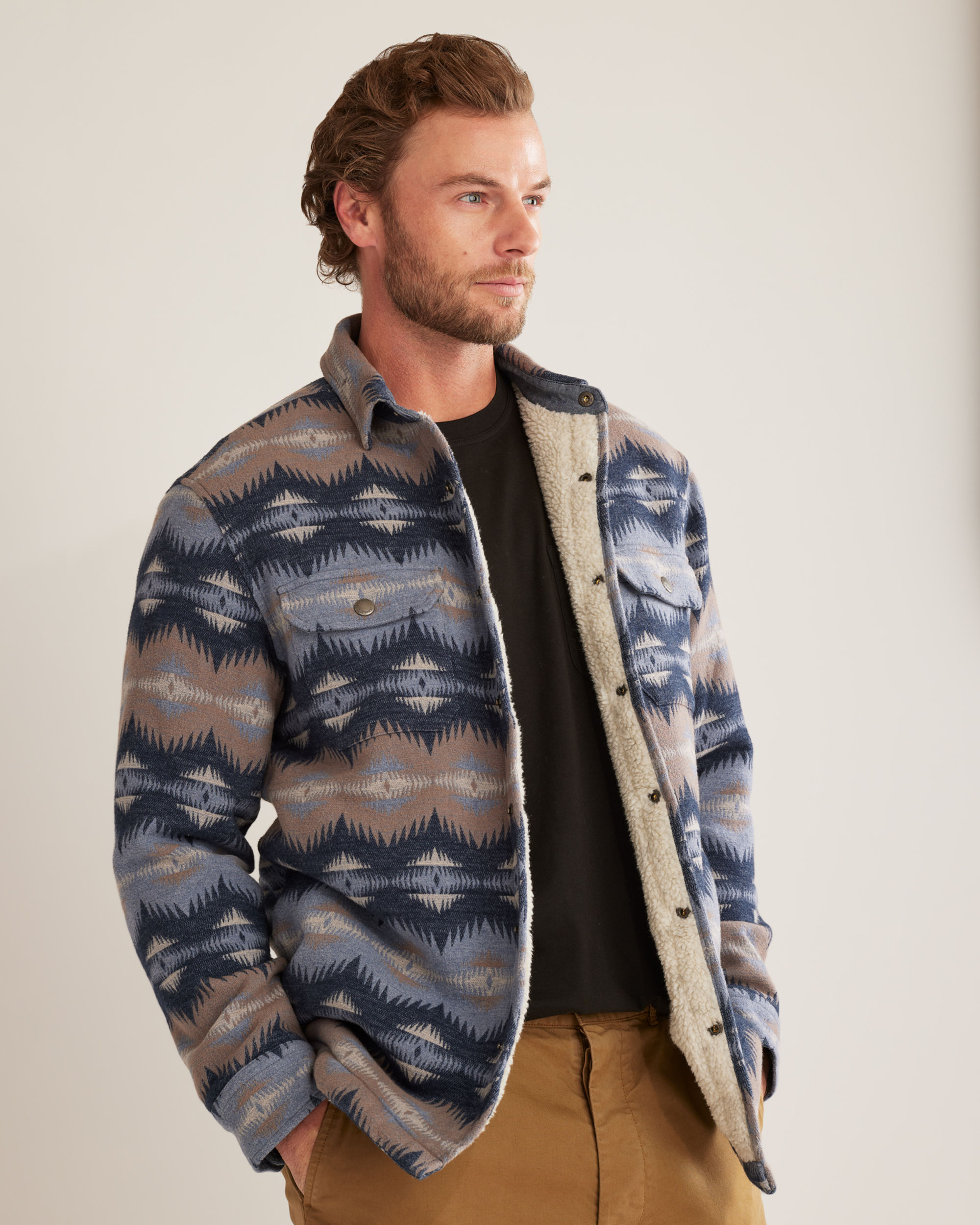 MEN'S DOUBLESOFT SHERPA-LINED SHIRT JACKET