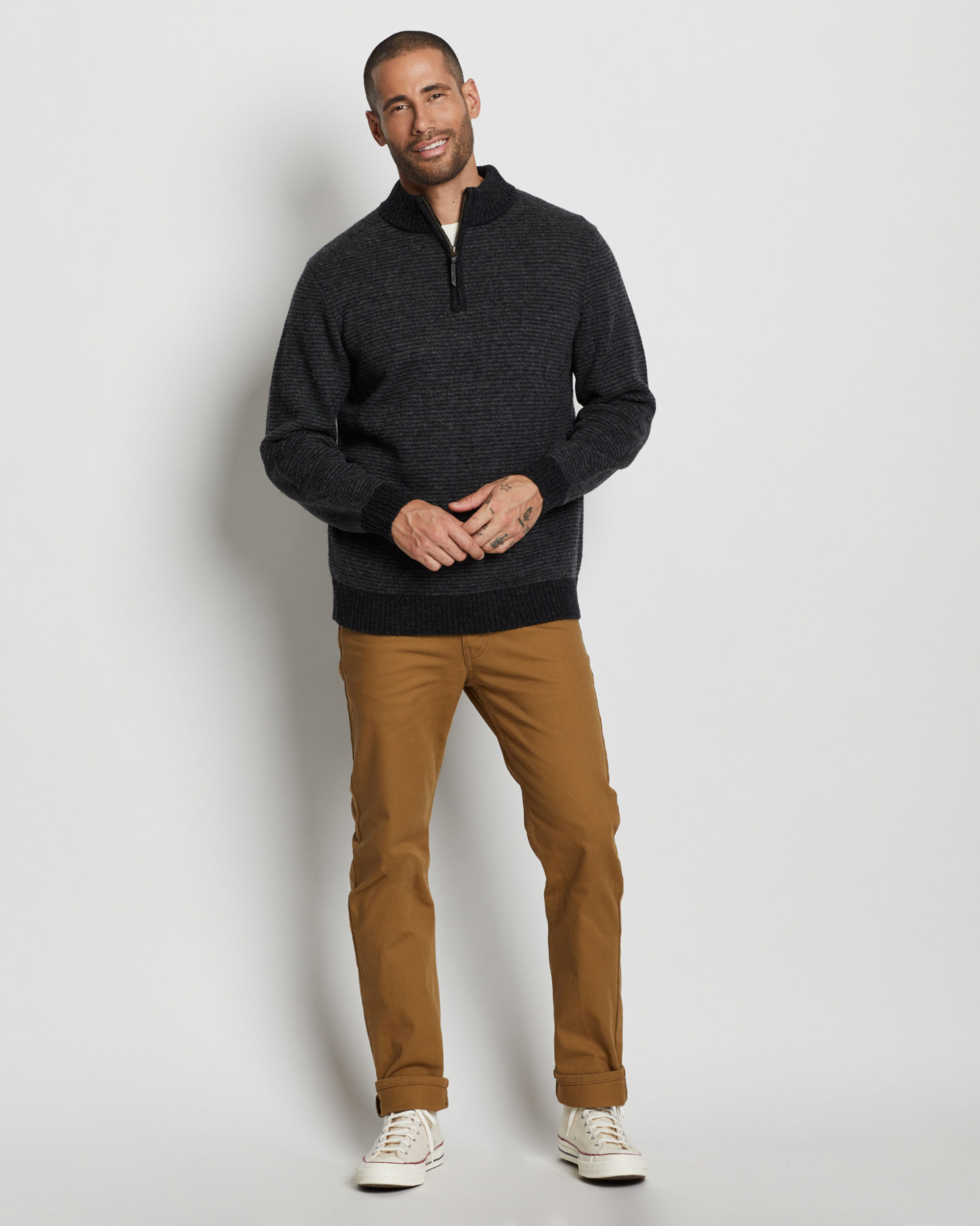 MEN'S SHETLAND COLLECTION HALF-ZIP SWEATER
