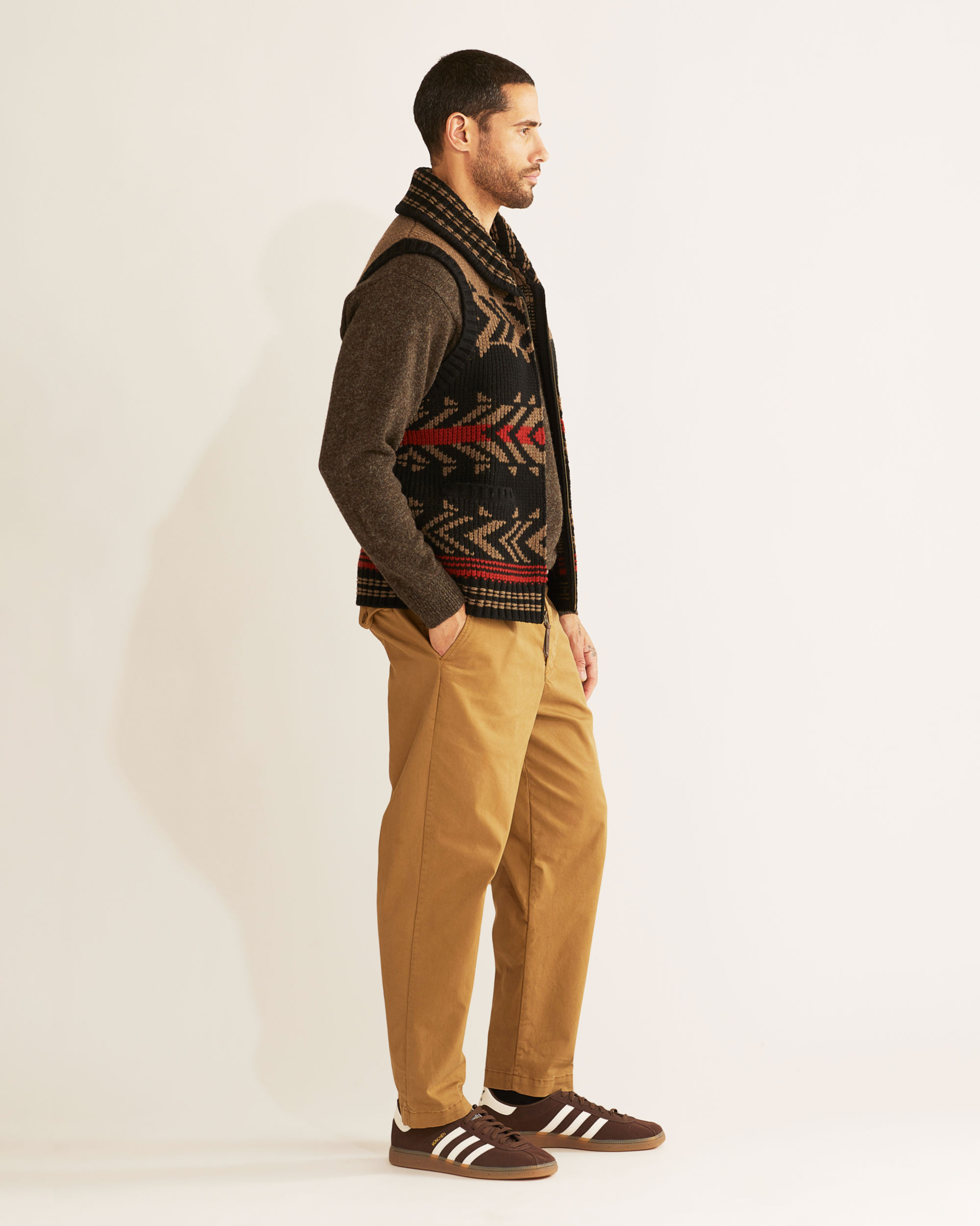 MEN'S PEAK STRIPE LAMBSWOOL VEST