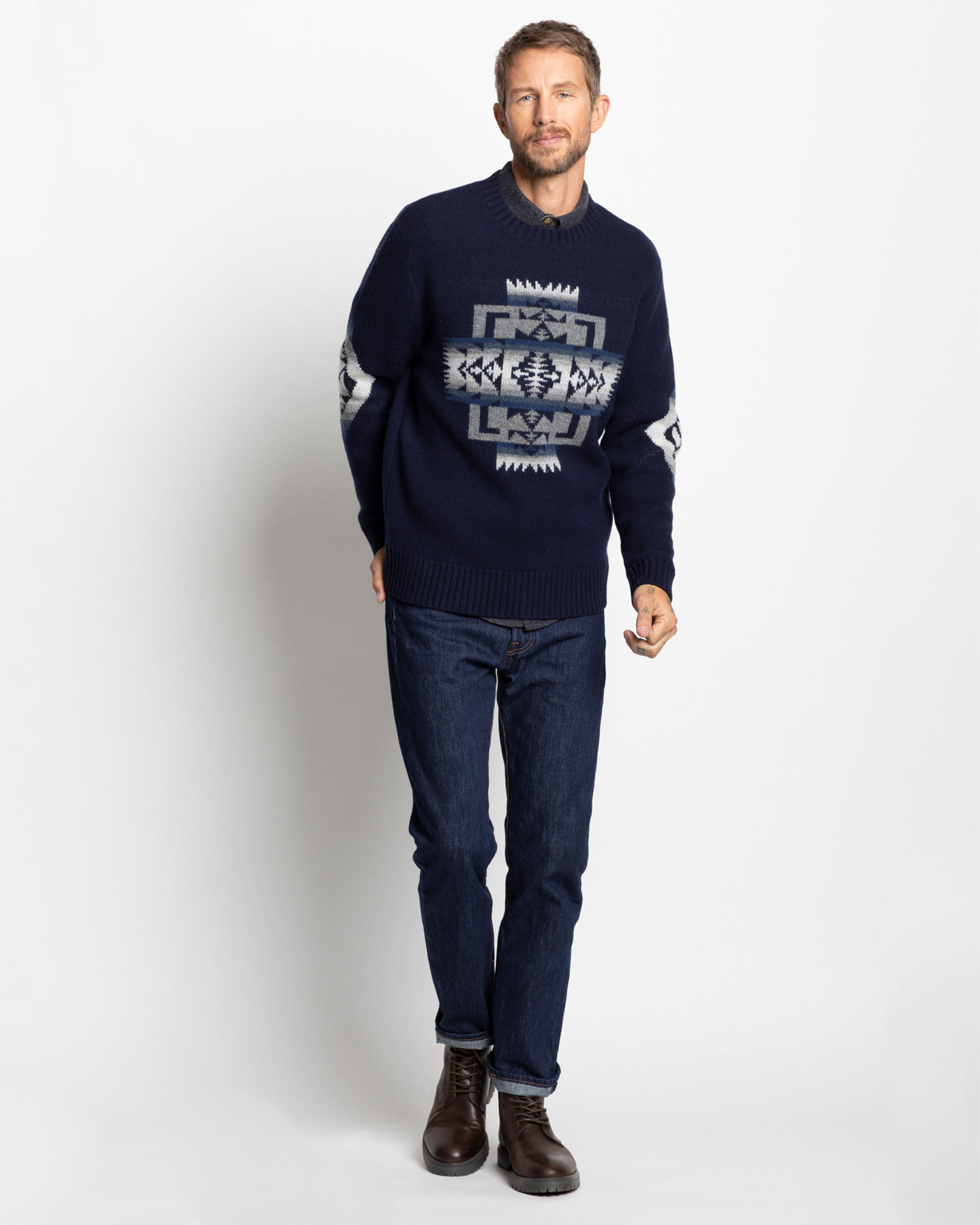 MEN'S LAMBSWOOL GRAPHIC SWEATER