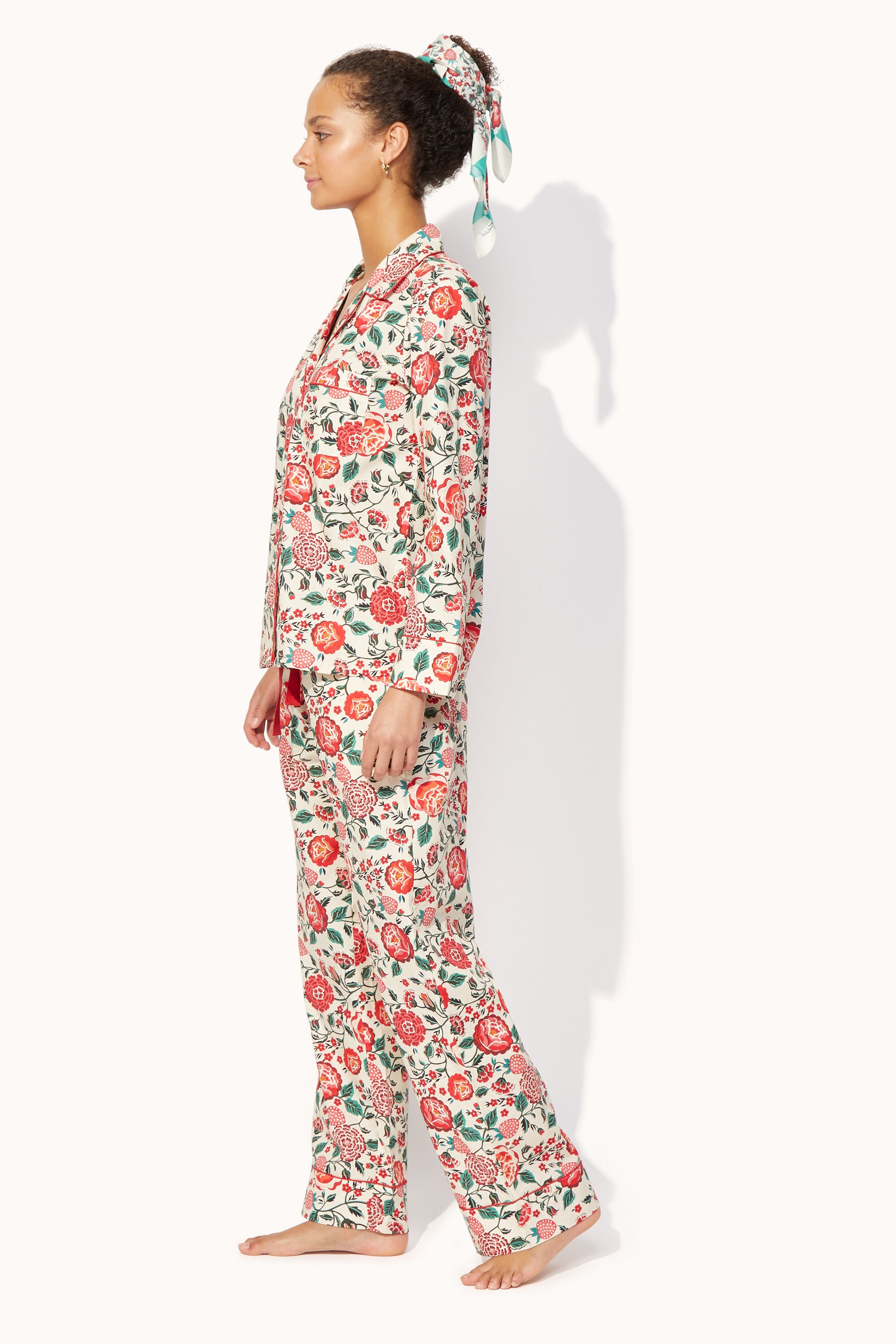 Strawberry Garden Long Woven PJ Set
