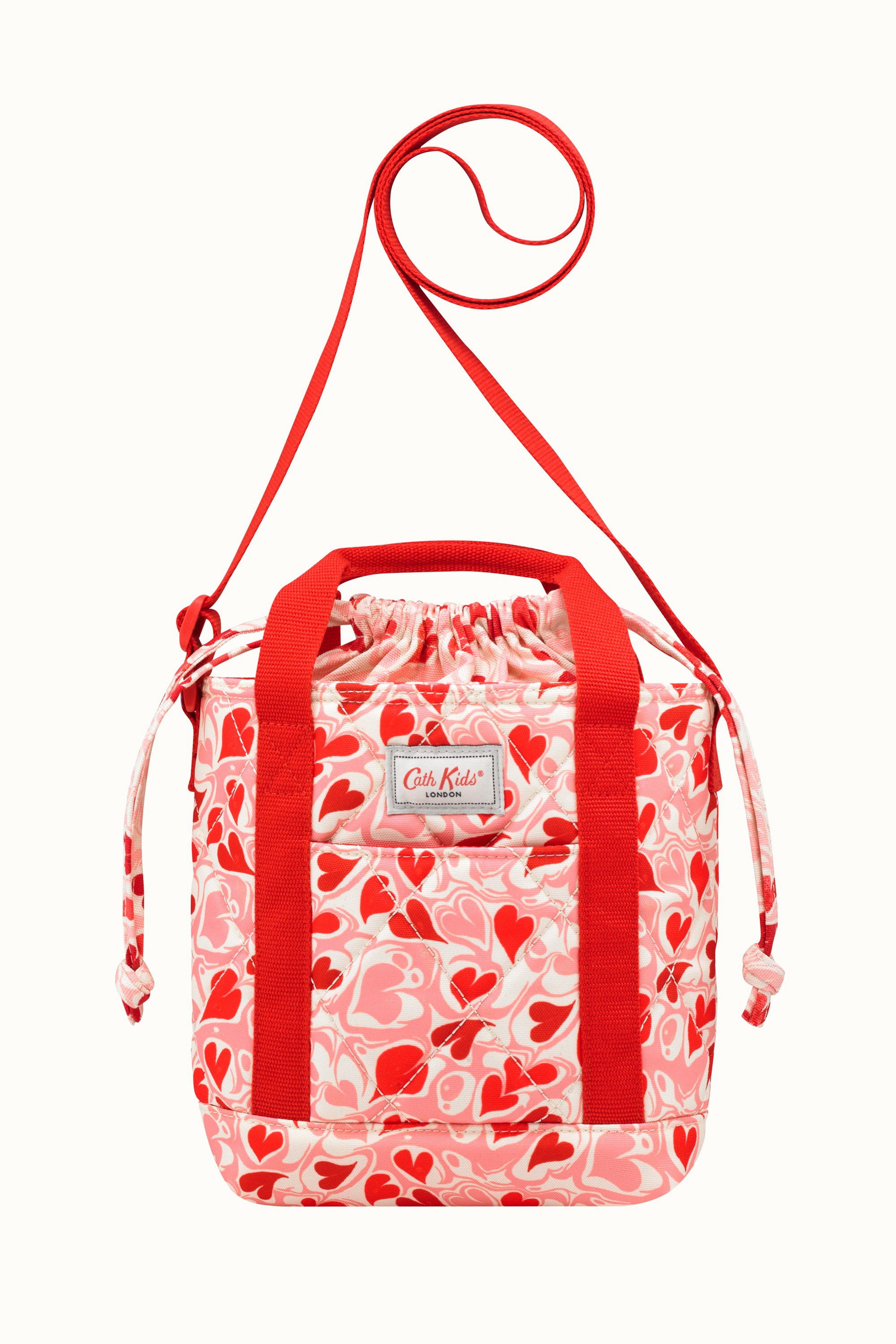 Marble Hearts Ditsy Kids Quilted Drawstring Cross Body