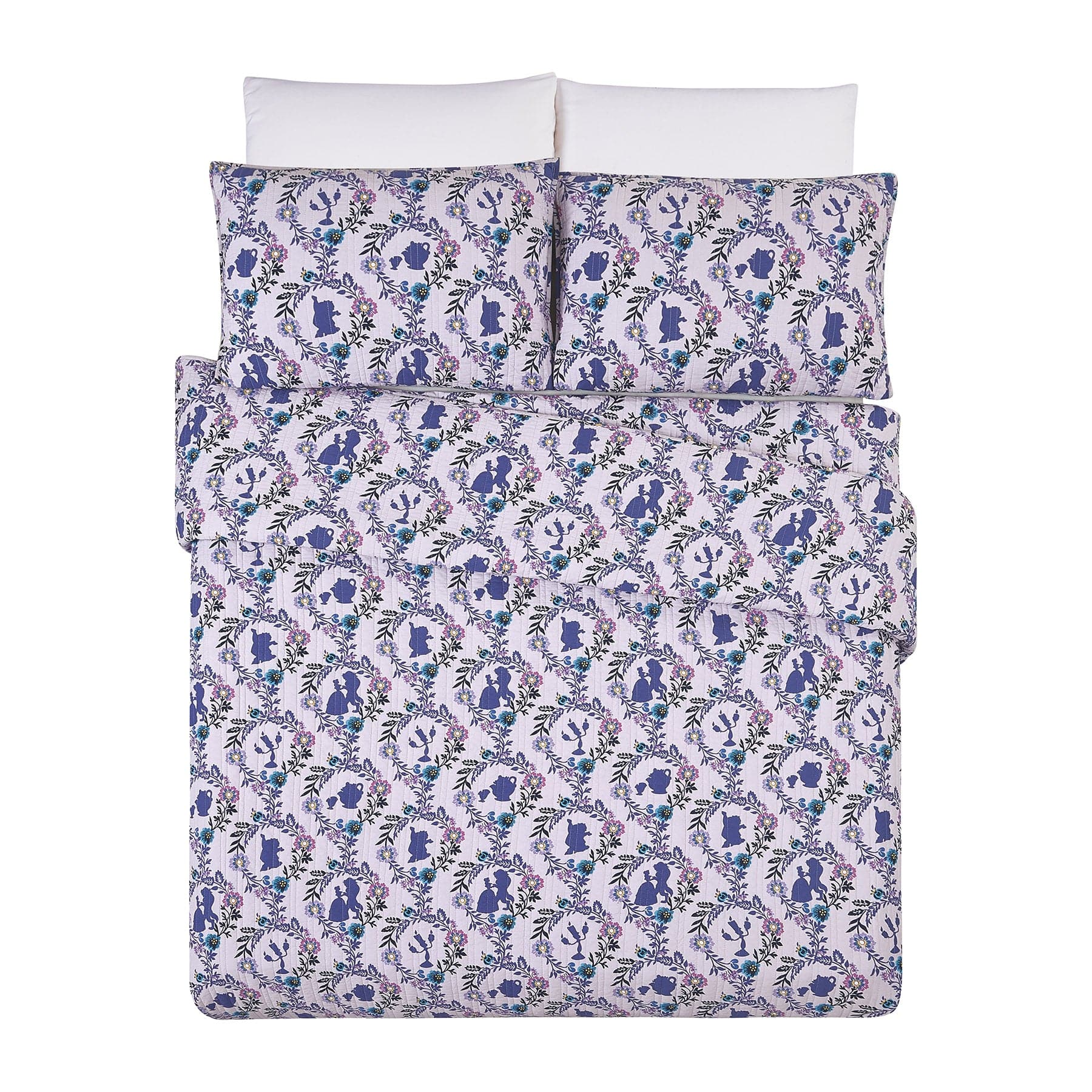 Belle Floral Cameos Quilt Set, Full - Queen