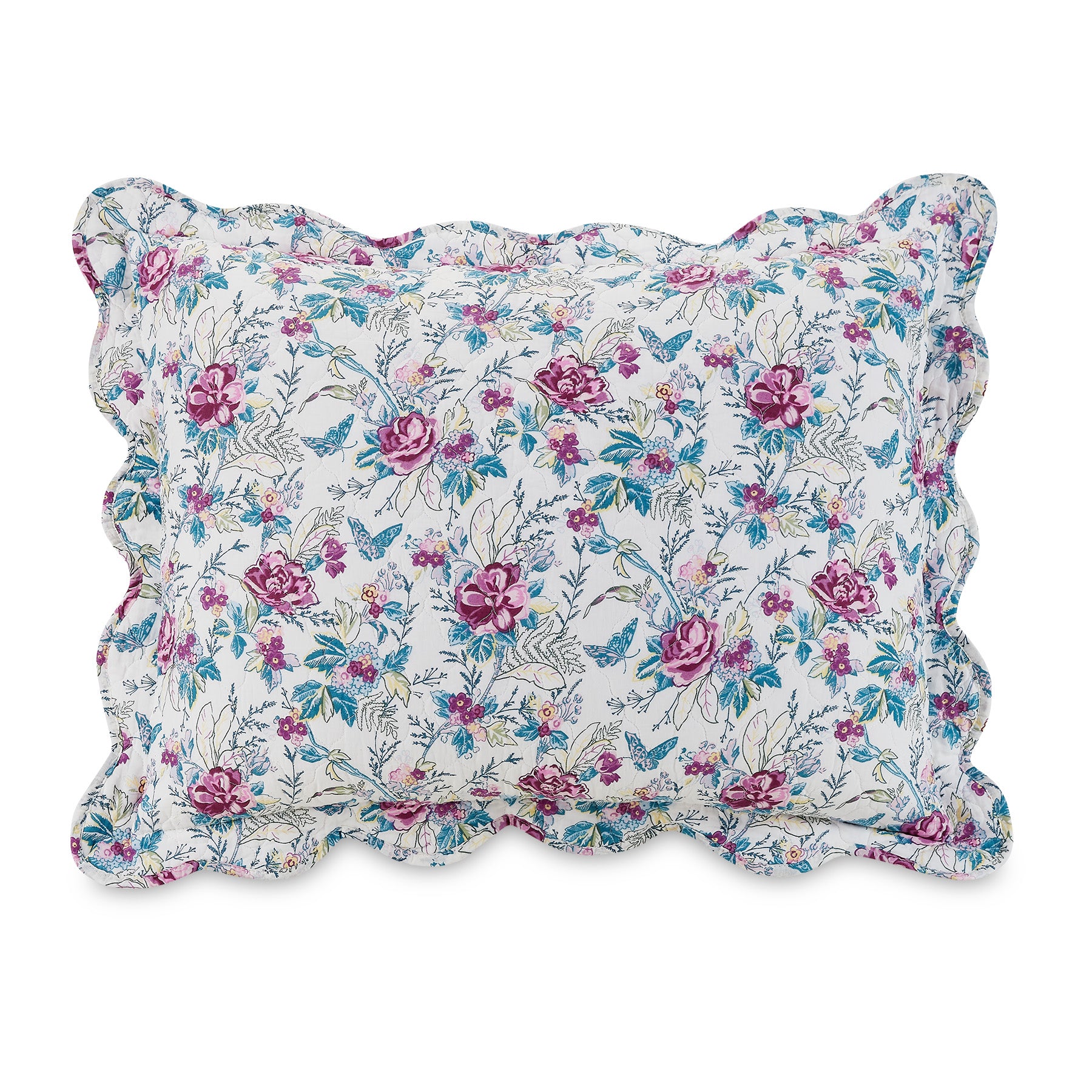 Rose Toile Scalloped Quilt Set, King