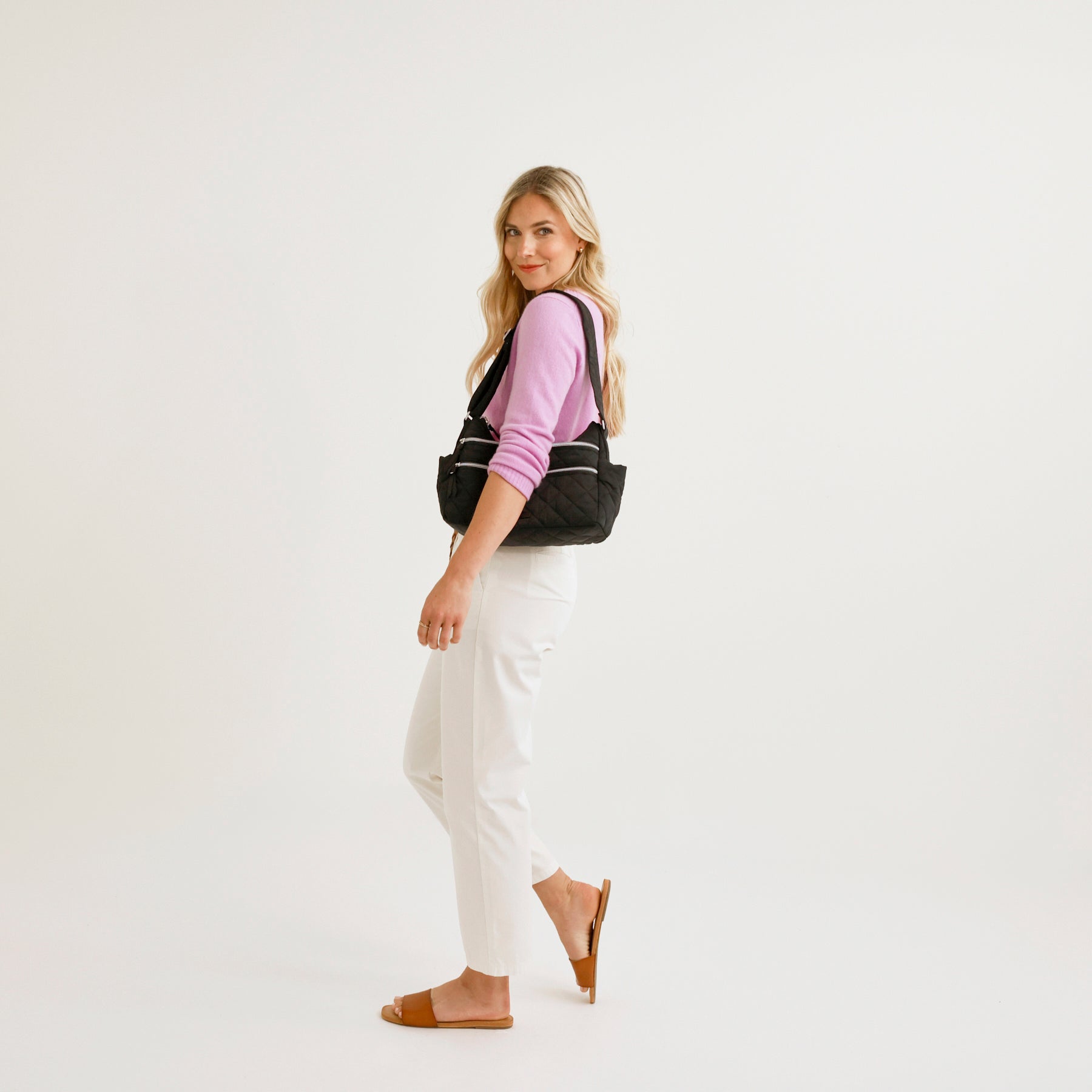 Triple Zip Shoulder Bag