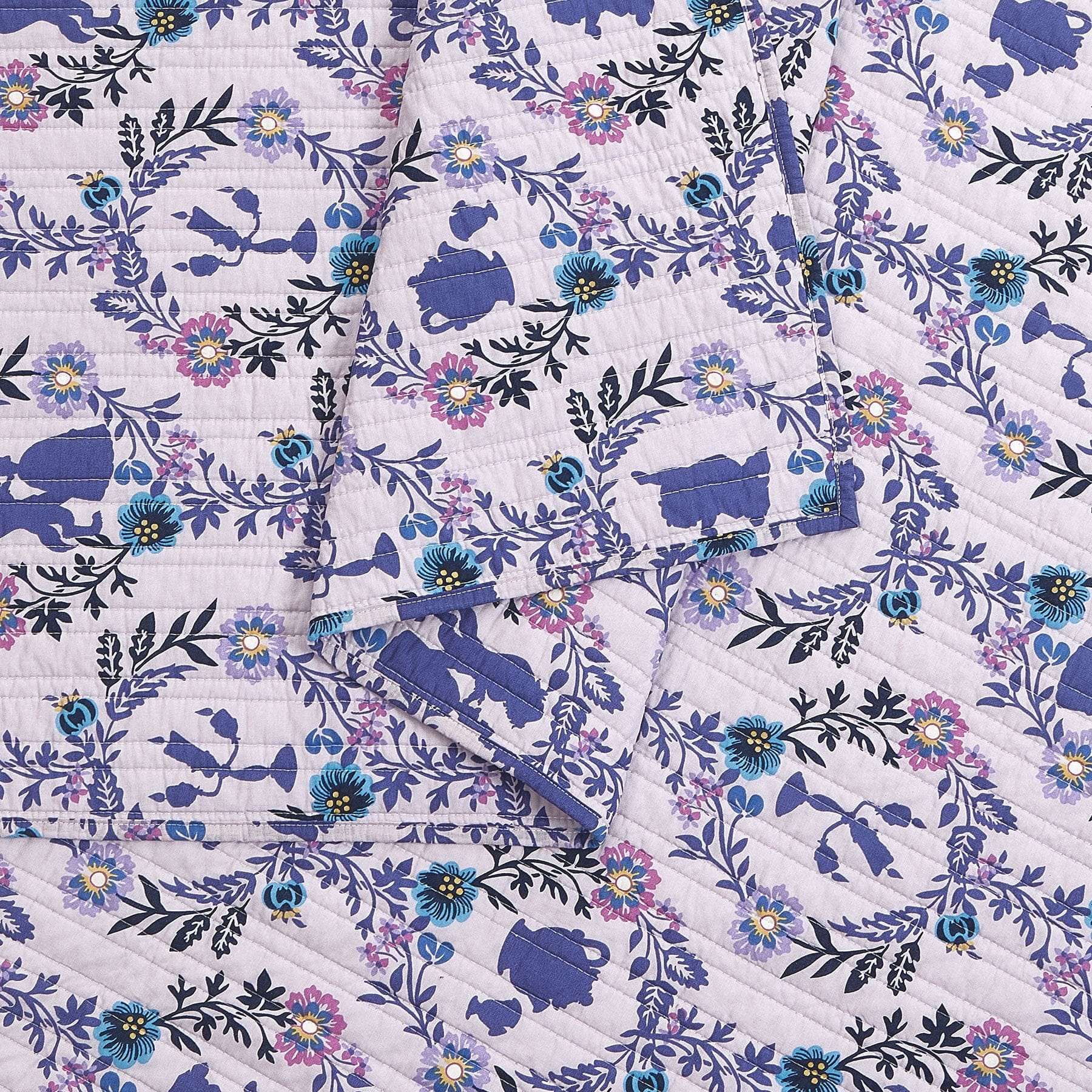 Belle Floral Cameos Quilt Set, King