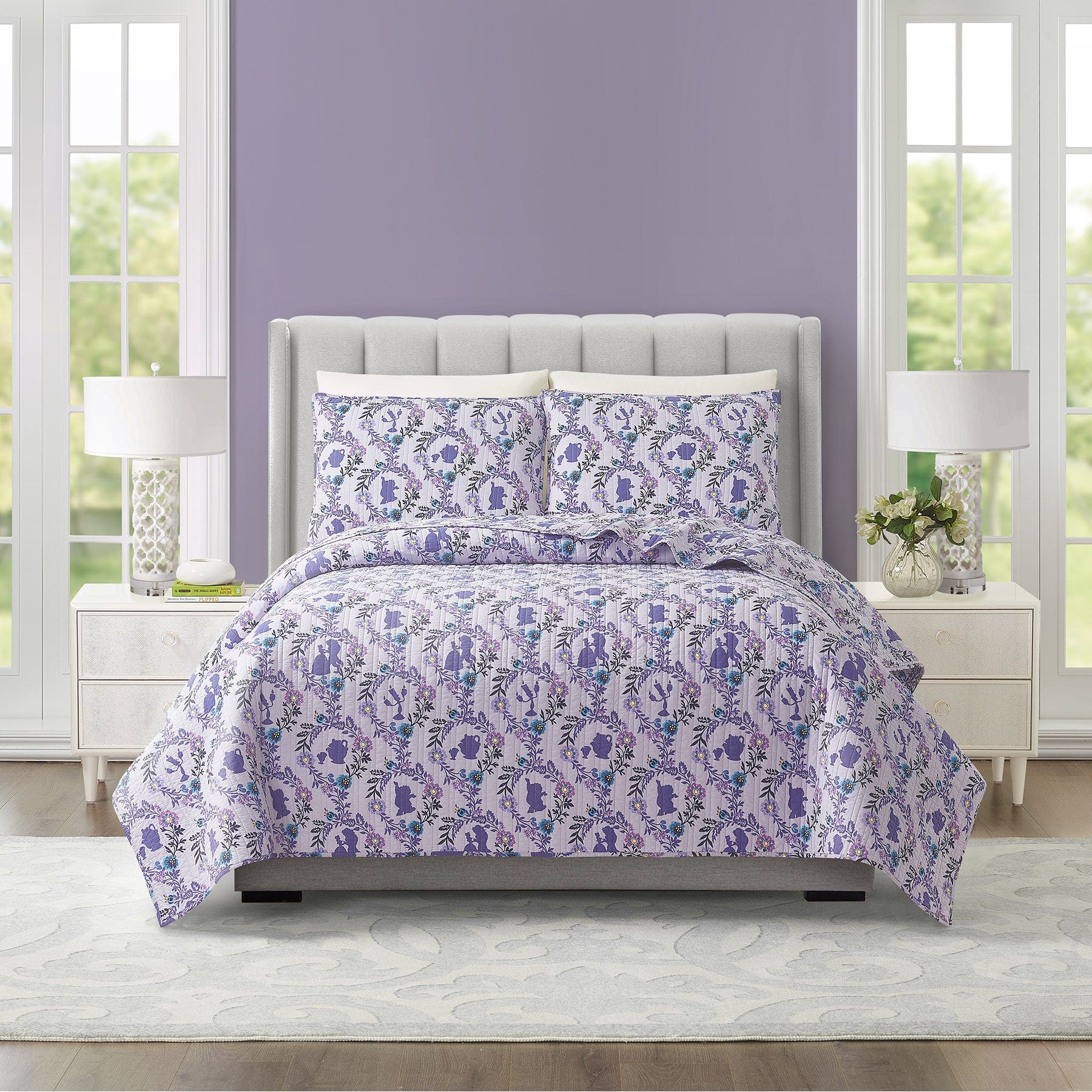 Belle Floral Cameos Quilt Set, King