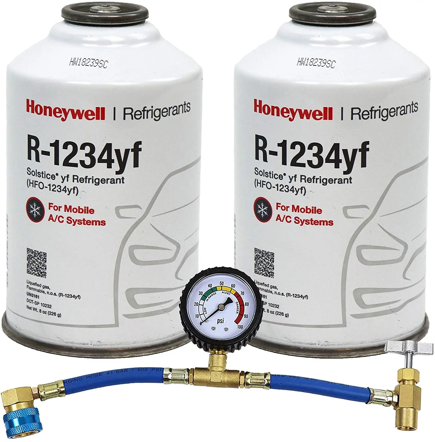 ZeroR Top Off Kit #2 - Genuine 8oz HFO-R1234yf Refrigerant (2 Cans) & HD Brass Can Tap with Gauge - Thrifty Finds General Store