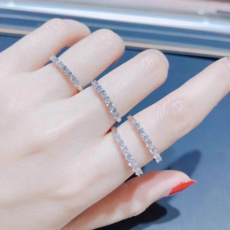 Handmade 925 Sterling Silver Full Star River Moissan Diamond Ring
