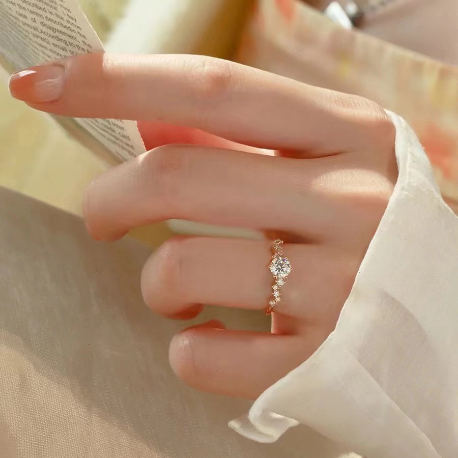 925 Sterling Silver Full Star River Moissan Diamond Ring, Handmade with the latest moissan diamond setting layout