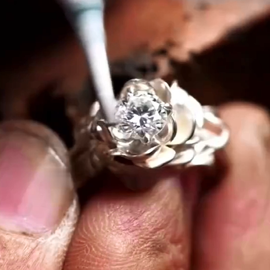 925 sterling silver rose moissan diamond ring, handmade super beautiful bouquet ring