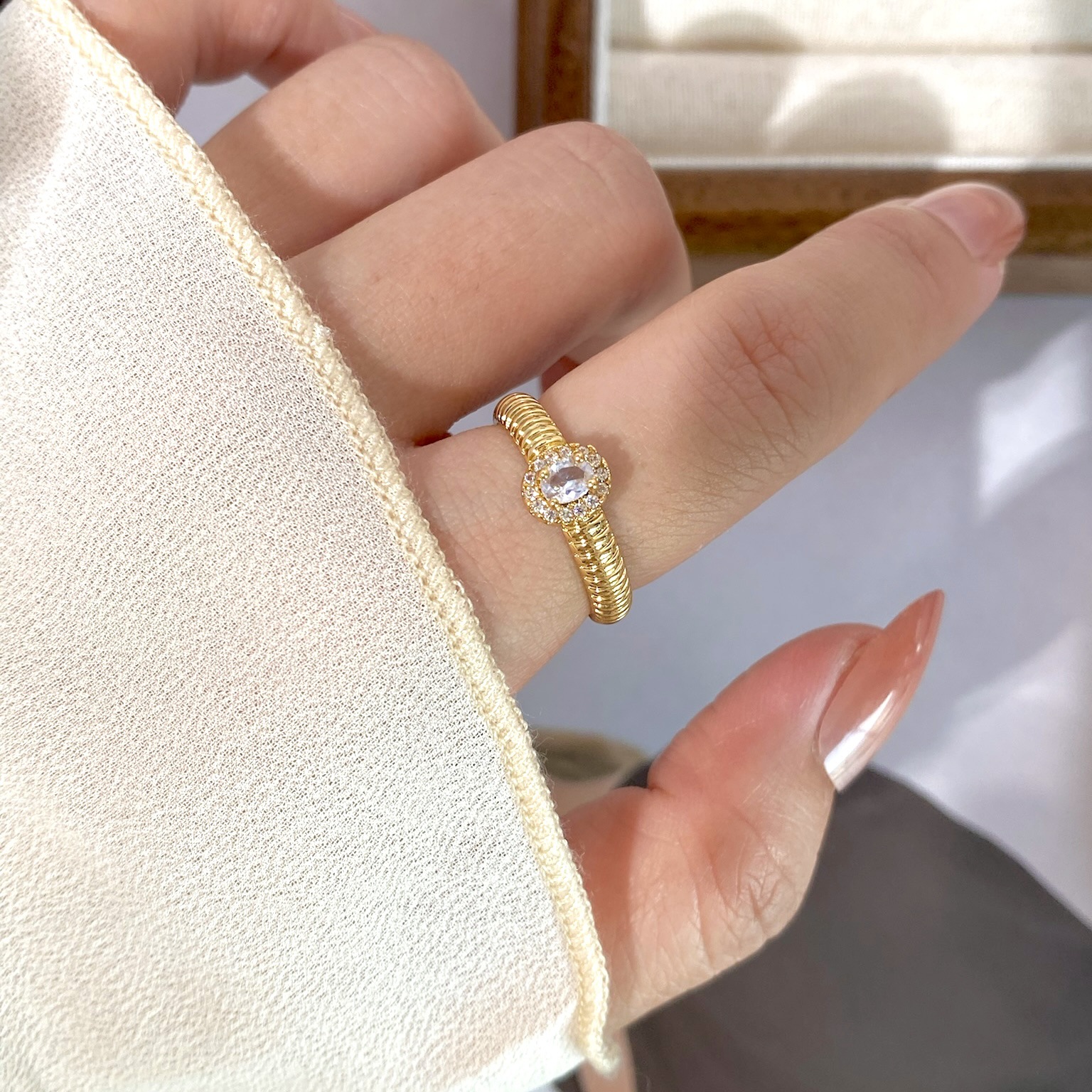 Adjustable Round Lab Grown Diamond Eternity Ring