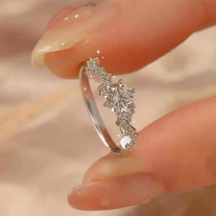 925 Sterling Silver Full Star River Moissan Diamond Ring, Handmade with the latest moissan diamond setting layout