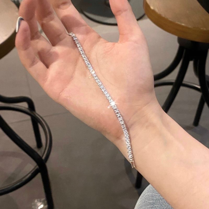 925 Sterling Silver Full Star River Moissan Diamond Bracelet, Handmade with 266 Moissan Diamonds