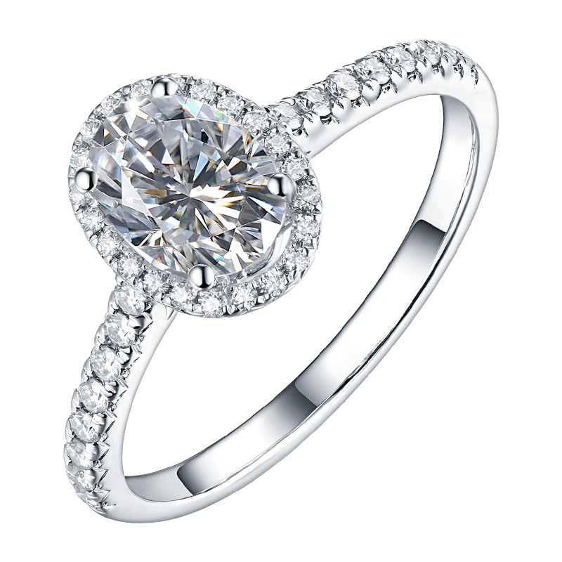 925 Sterling Silver Full Star Oversized Dove Egg Moissan Diamond Ring, Handmade with 266 Moissan Diamonds