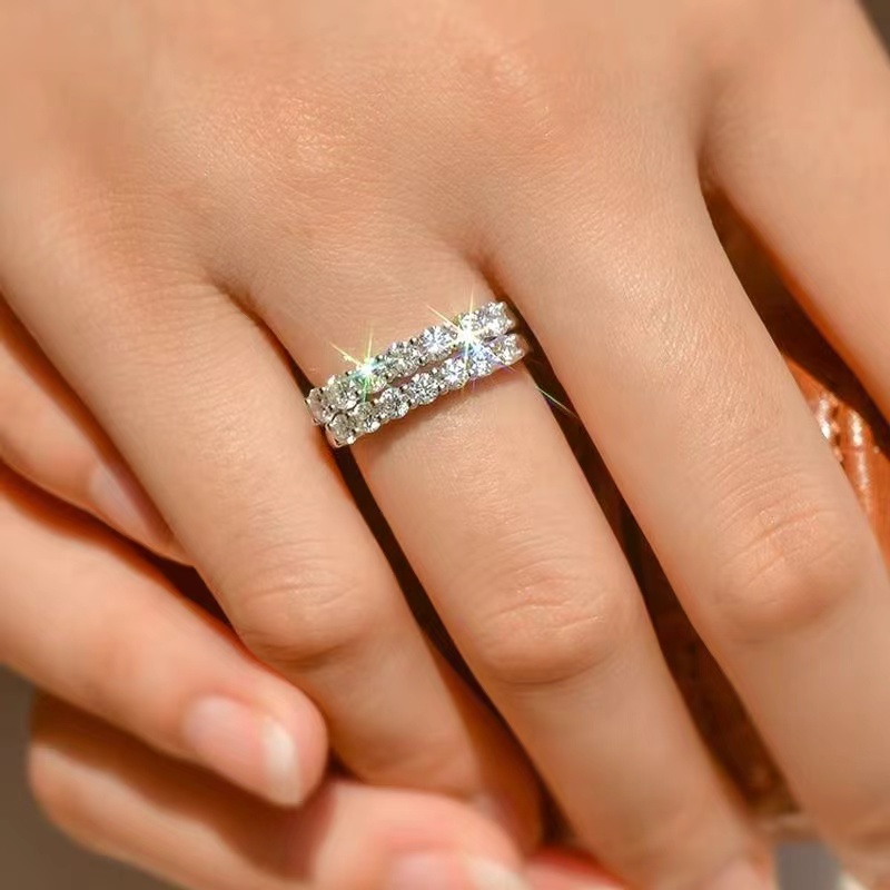 Handmade 925 Sterling Silver Full Star River Moissan Diamond Ring