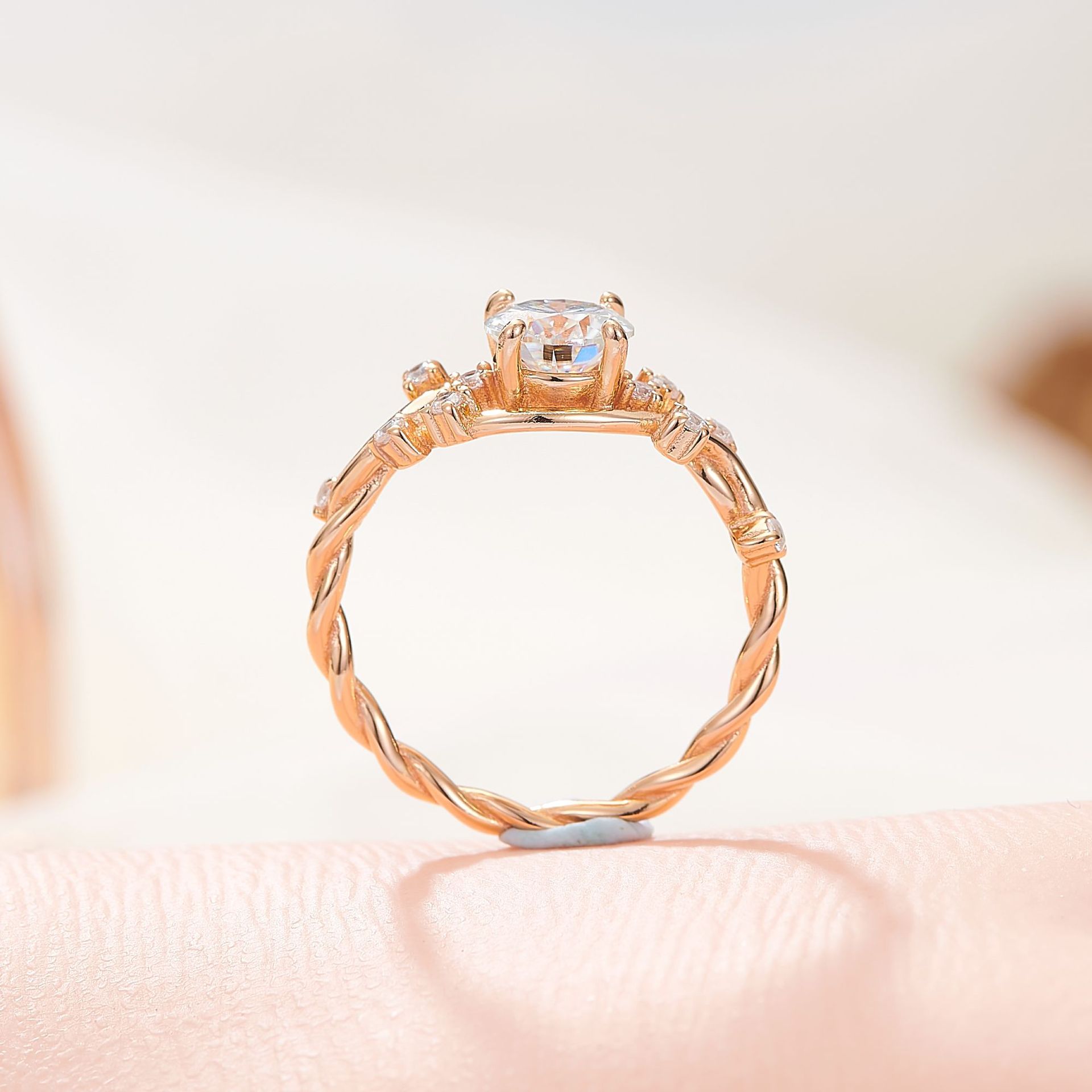 925 sterling silver rose moissan diamond ring, handmade super beautiful bouquet ring