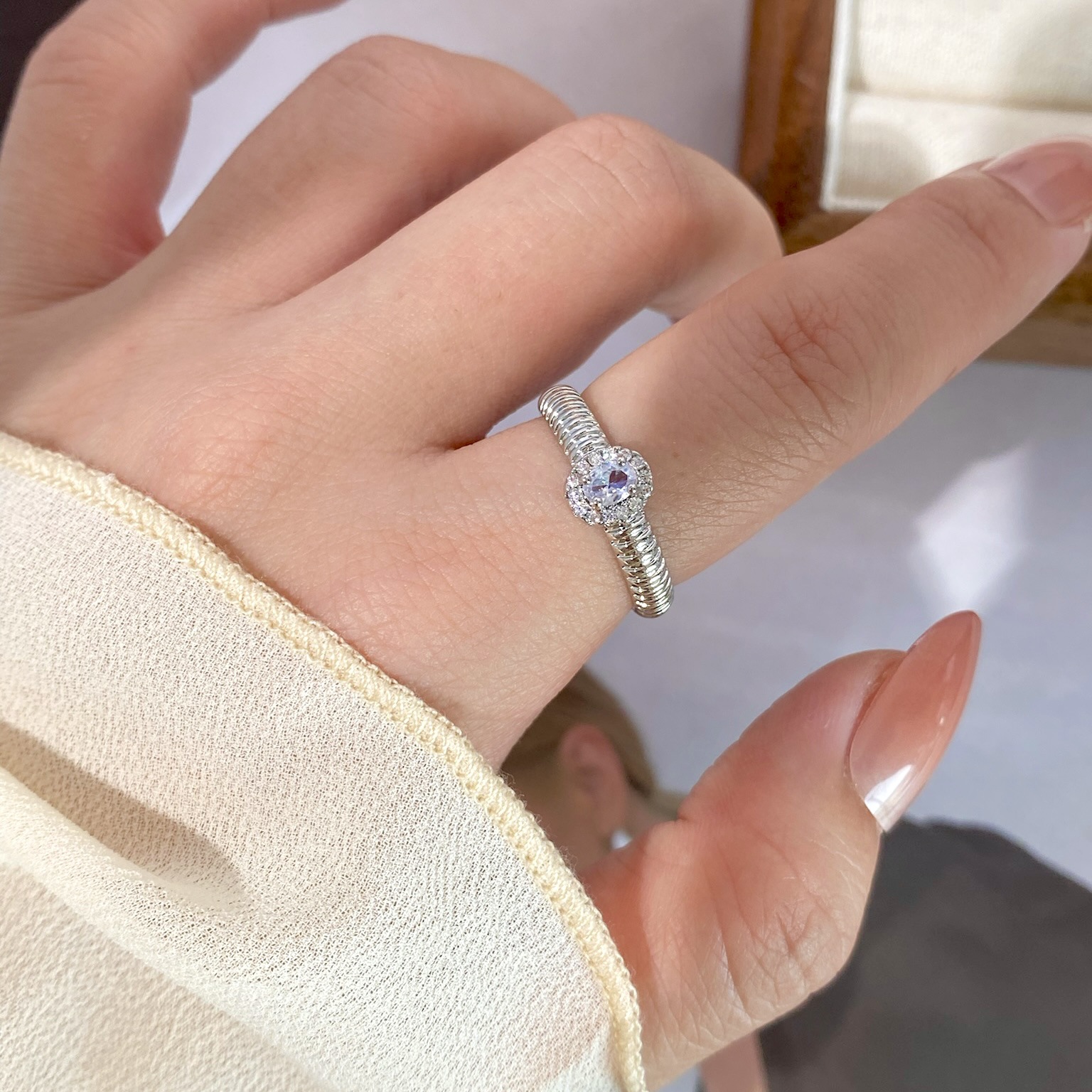 Adjustable Round Lab Grown Diamond Eternity Ring
