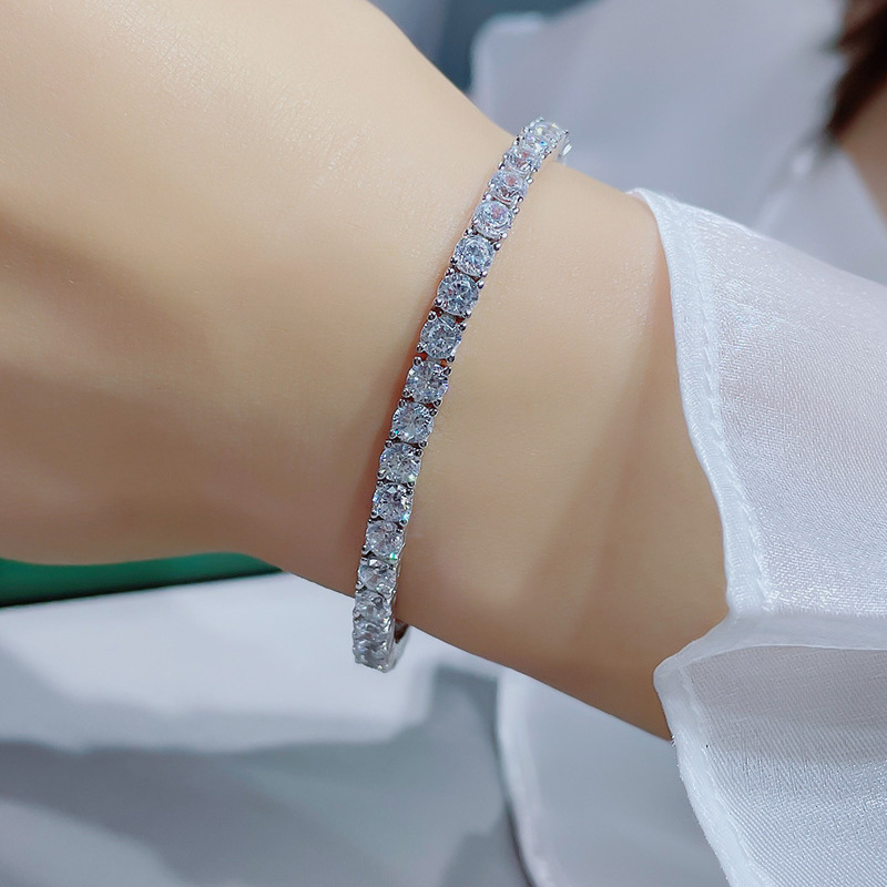 925 Sterling Silver Full Star River Moissan Diamond Bracelet, Handmade with 266 Moissan Diamonds