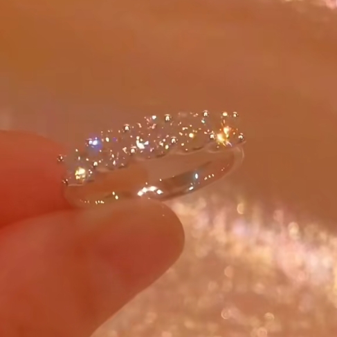 Handmade 925 Sterling Silver Full Star River Moissan Diamond Ring