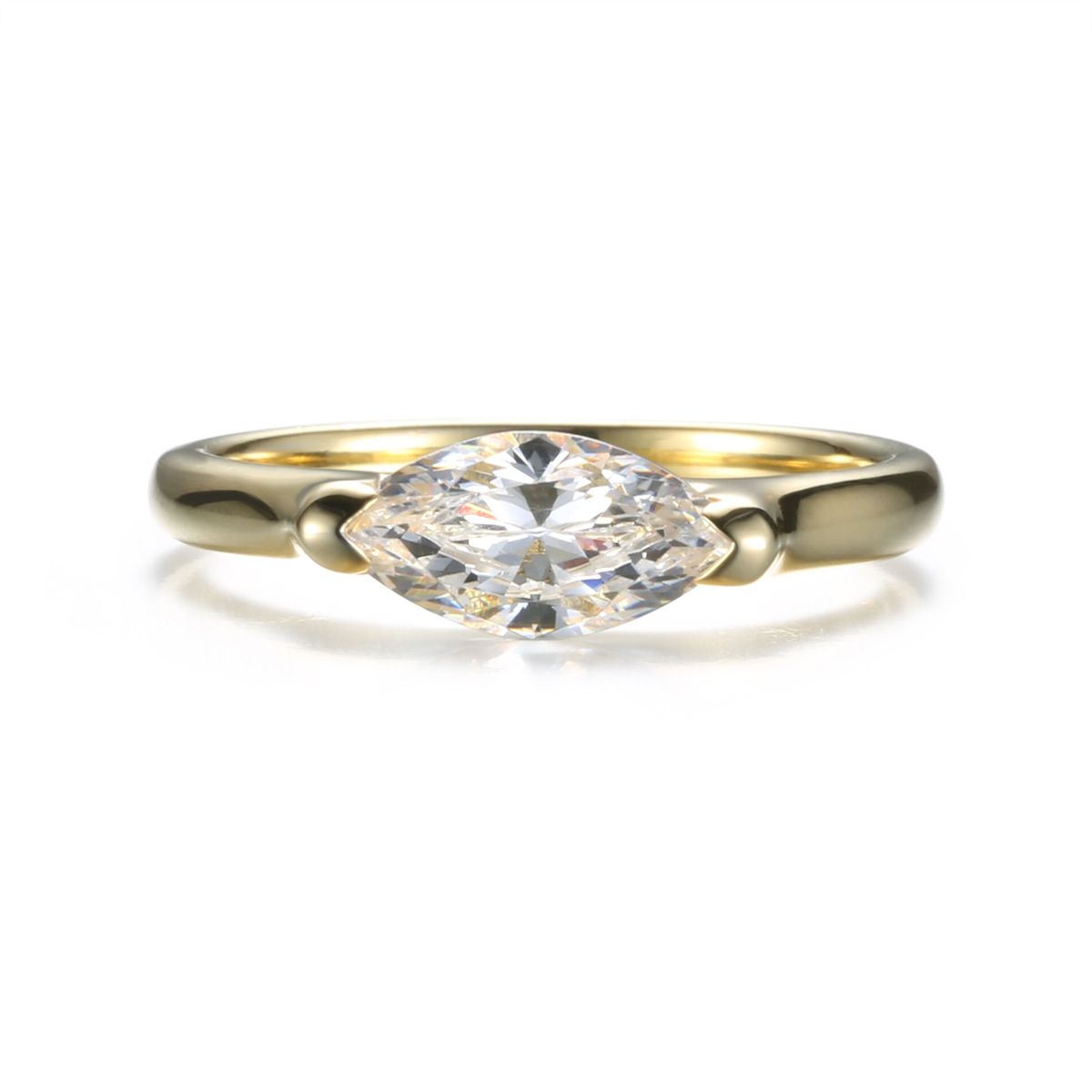 925 Sterling Silver Horse Eye Moissan Diamond Ring,  Handmade with 2 Carats of Moissan Diamonds