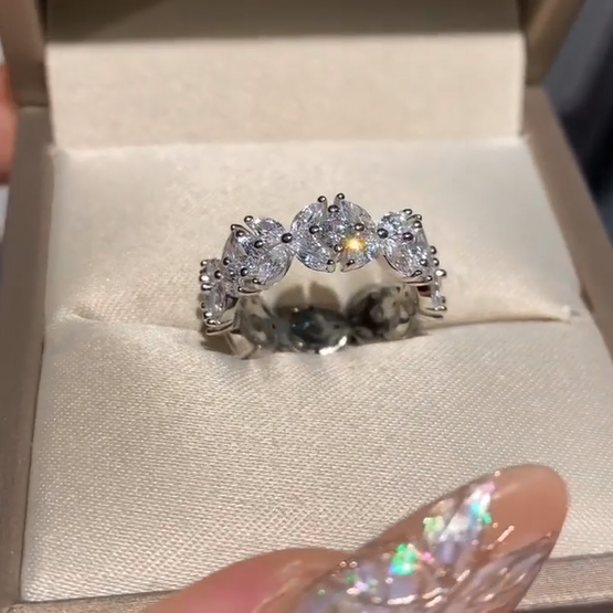 🎁925 Sterling Silver Full Star River Moissan Diamond Ring, Handmade with 266 Moissan Diamonds💖