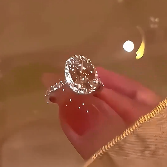 925 Sterling Silver Full Star Oversized Dove Egg Moissan Diamond Ring, Handmade with 266 Moissan Diamonds