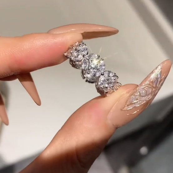 🎁925 Sterling Silver Full Star River Moissan Diamond Ring, Handmade with 266 Moissan Diamonds💖