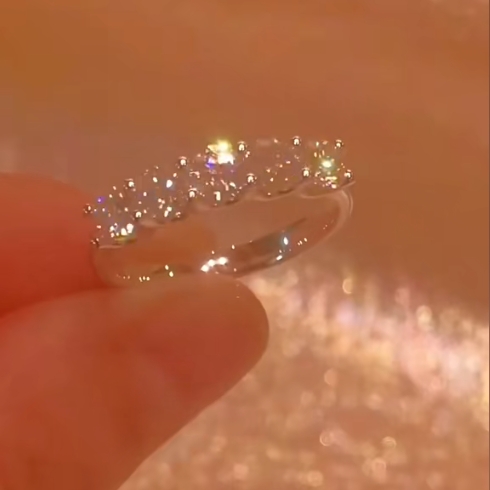 Handmade 925 Sterling Silver Full Star River Moissan Diamond Ring