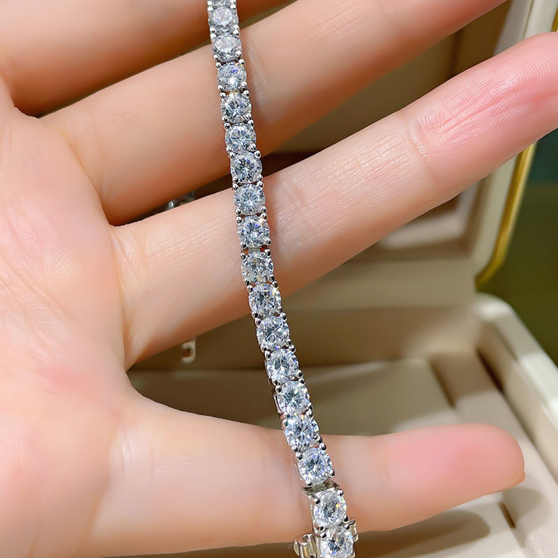 925 Sterling Silver Full Star River Moissan Diamond Bracelet, Handmade with 266 Moissan Diamonds