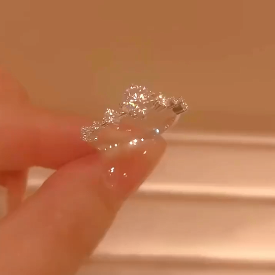 925 Sterling Silver Full Star River Moissan Diamond Ring, Handmade with the latest moissan diamond setting layout