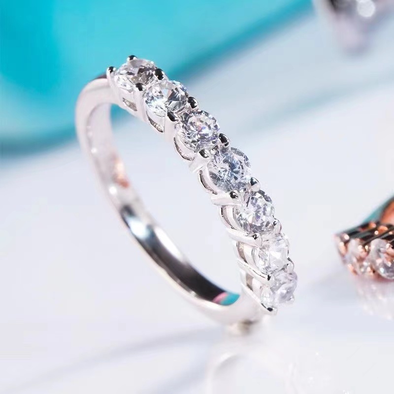 Handmade 925 Sterling Silver Full Star River Moissan Diamond Ring