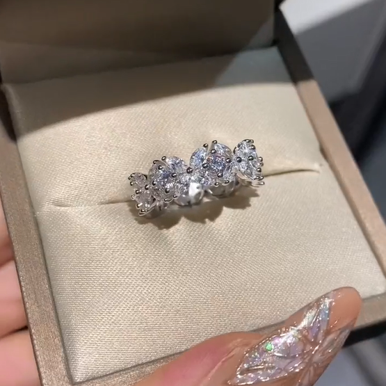 🎁925 Sterling Silver Full Star River Moissan Diamond Ring, Handmade with 266 Moissan Diamonds💖