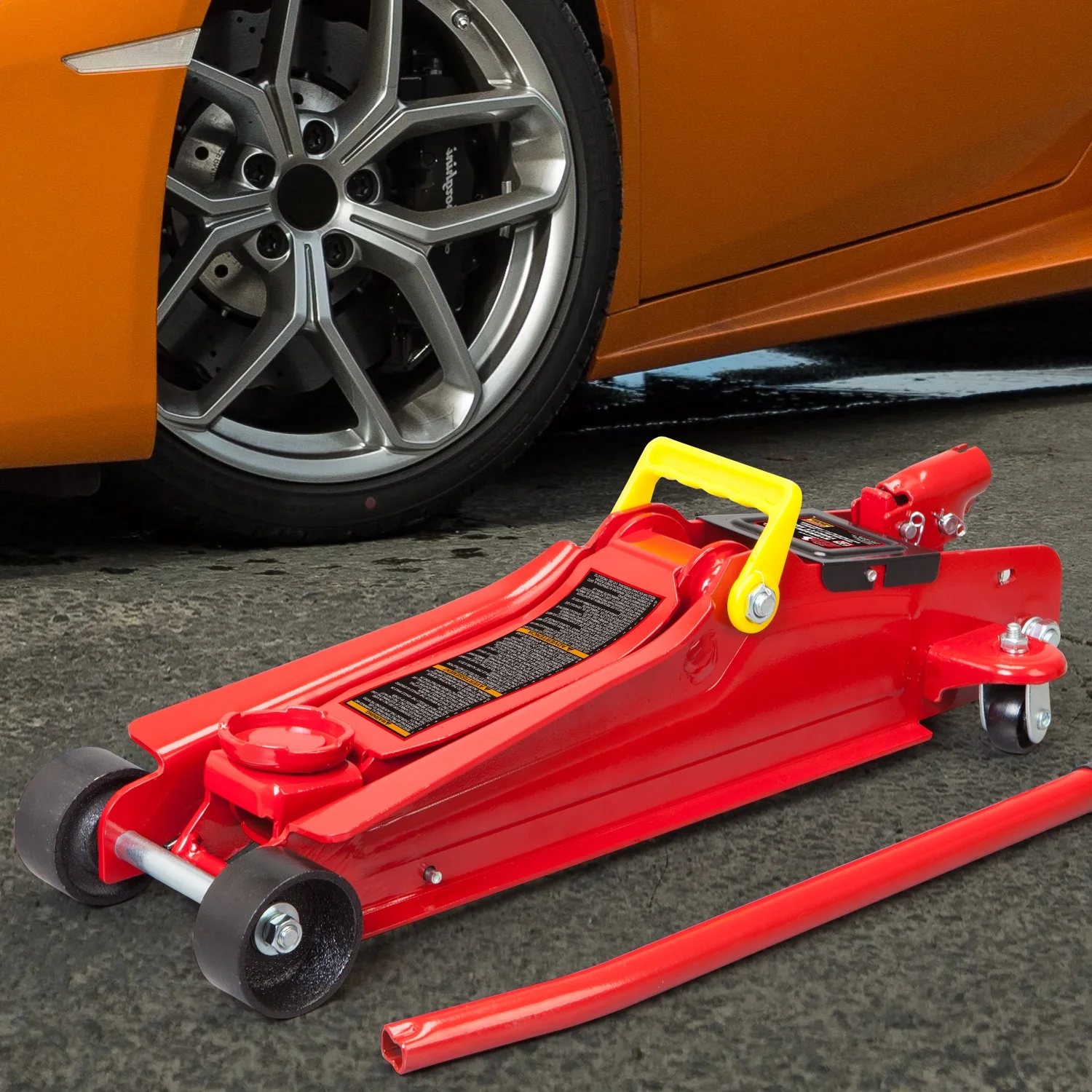 Big Red 2.5 Ton Hydraulic Low Profile Trolley Floor Jack with Dual Piston Quick Lift Pump.Red. W8255