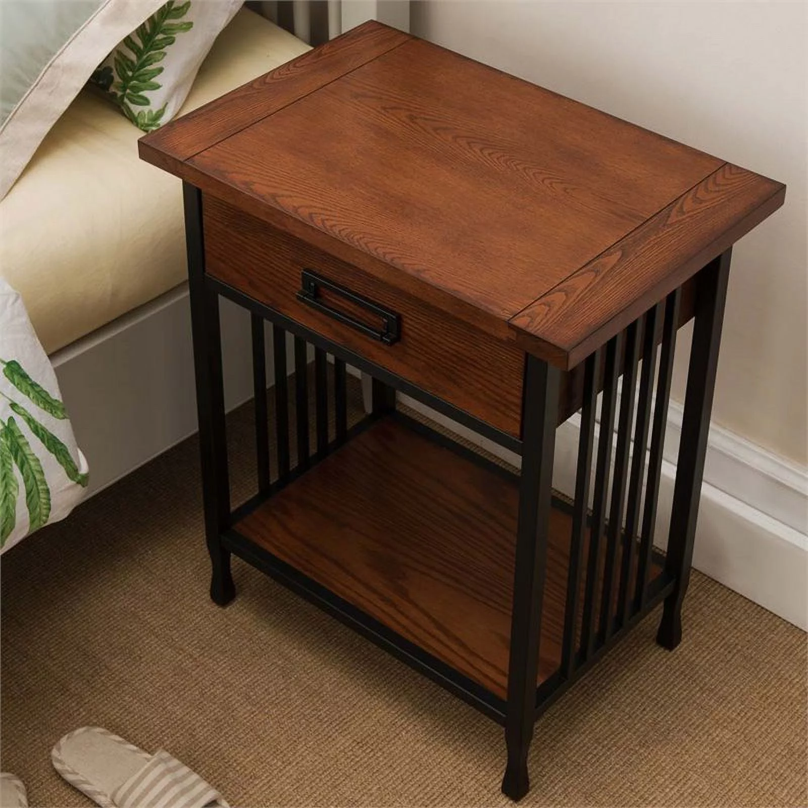 Bowery Hill 1 Drawer Nightstand in Mission Oak