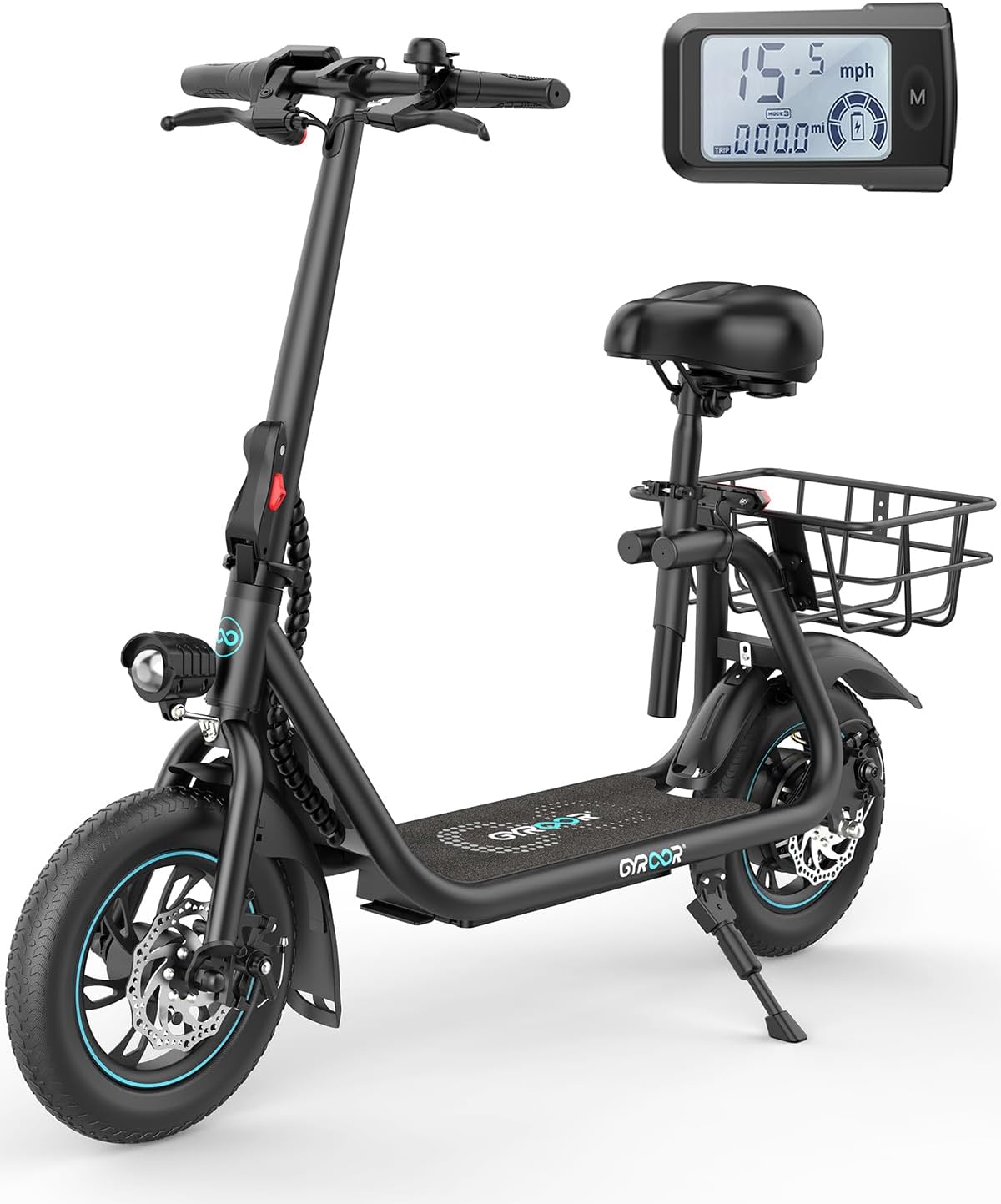 Electric Scooter with Seat & OutdoorMaster Skateboard Cycling Helmet - 450W 20 Mile Electric Scooter. Multi-Sport Ventilated Helmet