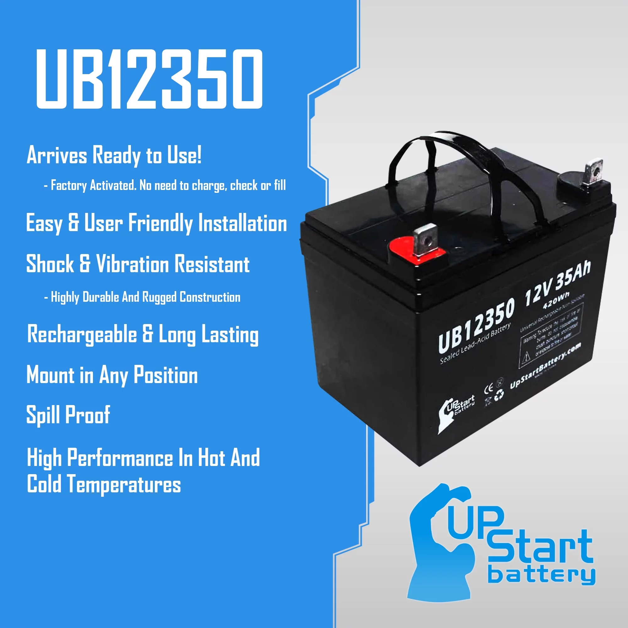 5x Pack - Compatible Imc Heartway Escape H Battery - Replacement UB12350 Universal Sealed Lead Acid Battery (12V. 35Ah. 35000mAh. L1 Terminal. AGM. SLA)