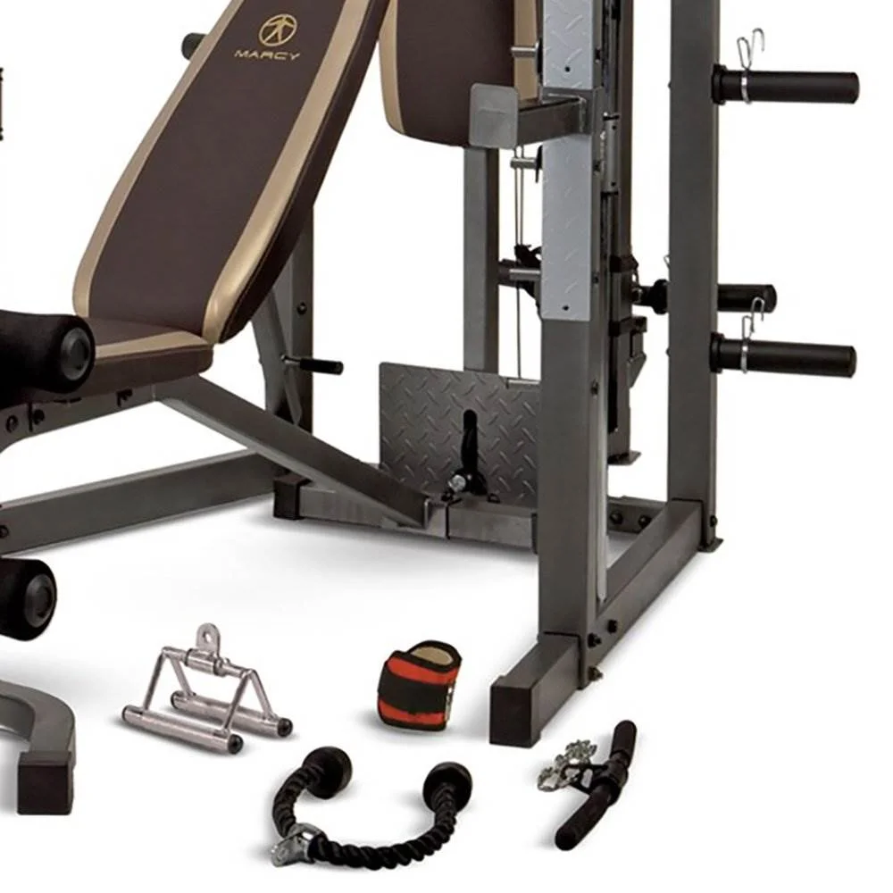 Marcy Combo Heavy Duty Full Body Home Exercise Gym Equipment. Gray/Brown