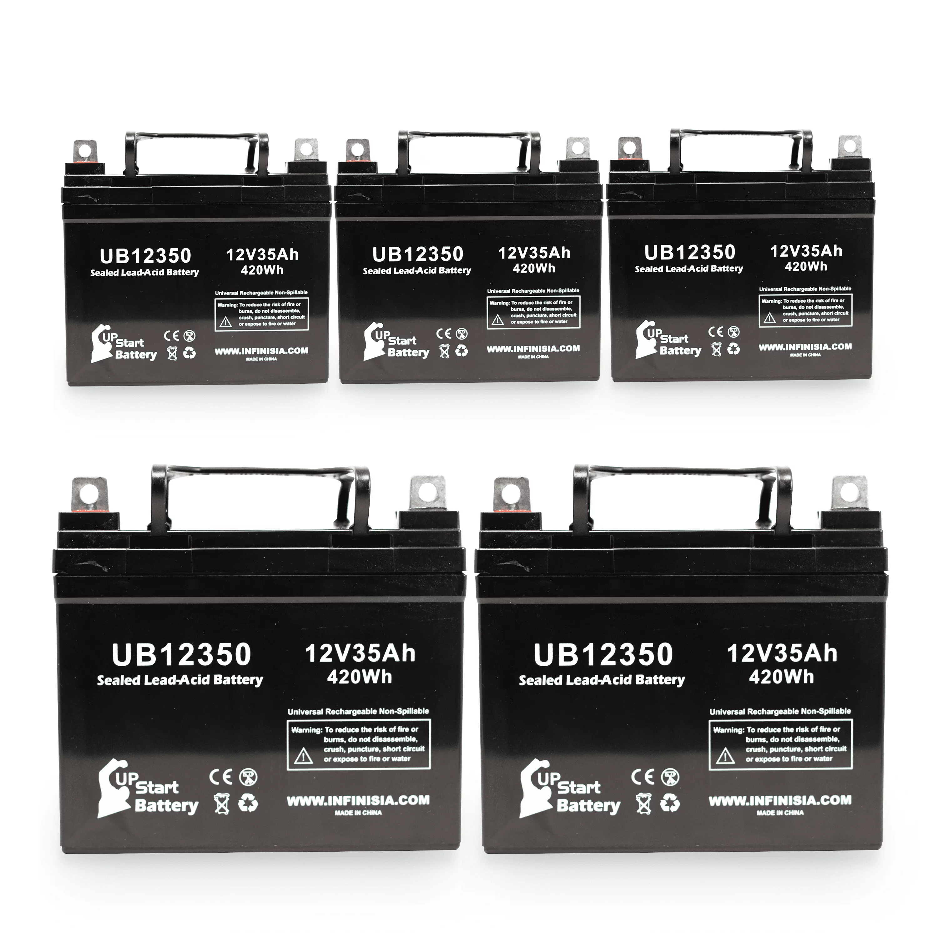 5x Pack - Compatible Imc Heartway Escape H Battery - Replacement UB12350 Universal Sealed Lead Acid Battery (12V. 35Ah. 35000mAh. L1 Terminal. AGM. SLA)