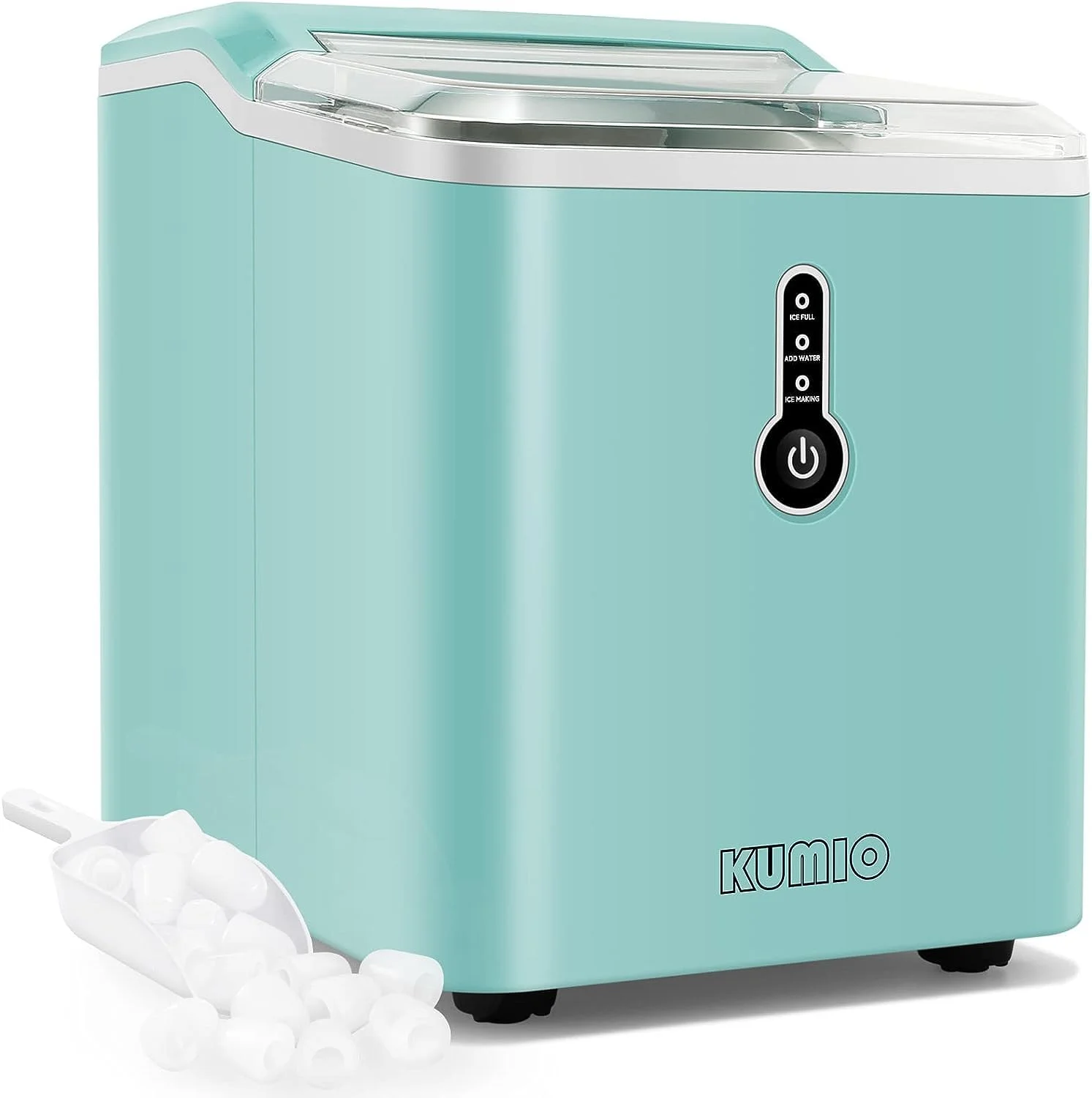 Ice Makers Countertop. 9 Bullet Ice in 6-9 Mins with Ice Scoop and Basket. 26.5 Lbs per Day. Portable Ice Maker for Home Office Camping Party RV. Blue