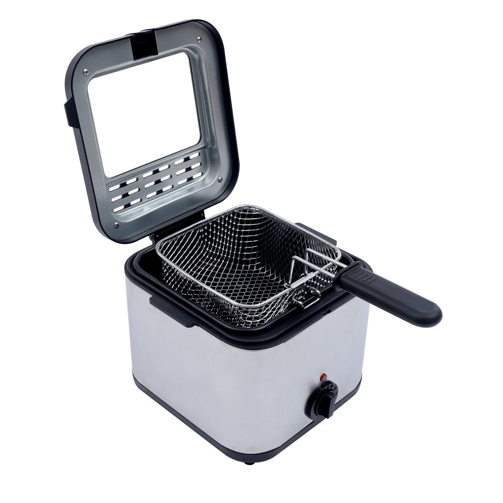 1000W 2.5L Deep Fryer With Basket Small Fryer w/ View Window. Oil Dripping Hook