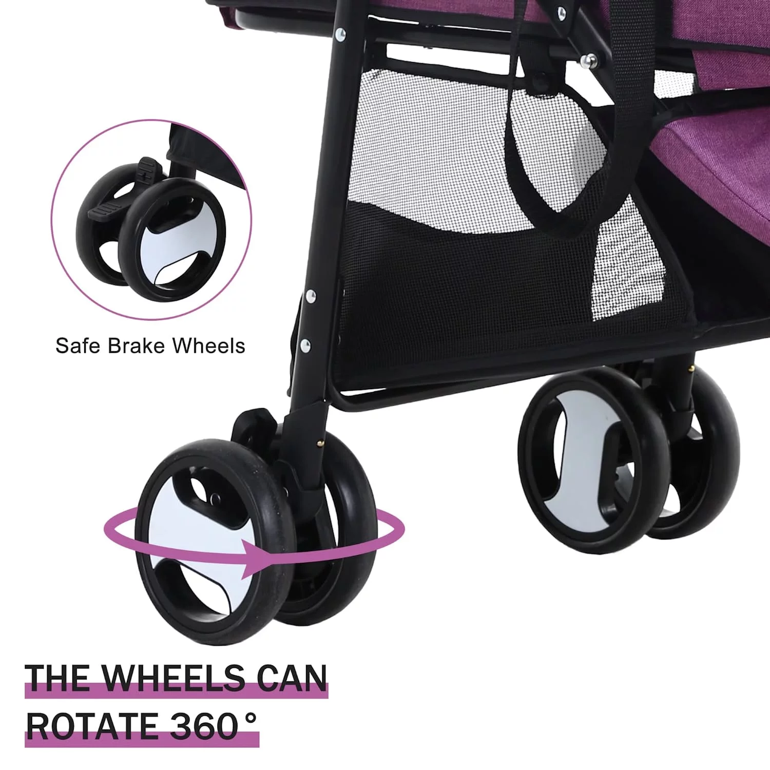 YRLLENSDAN 4 Wheels Pet Strollers for Small Dogs Jogging Stroller. Lightweight Foldable Dog Stroller for Medium Large Dogs 3-in-1 Multifunction Cat Stroller w/Detachable Carrier & Storage Basket
