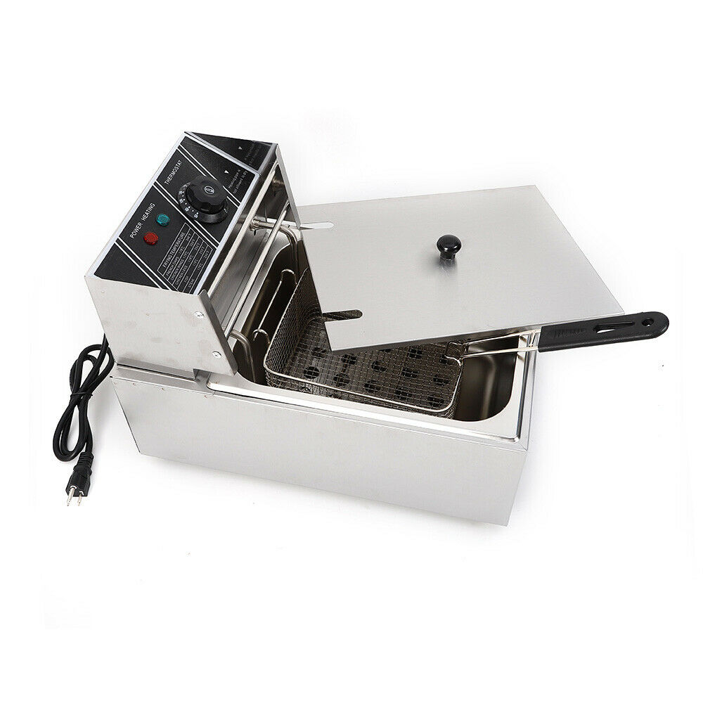 2500W 6 L Electric Deep Fryer Portable Single Tank Basket Commercial Restaurant