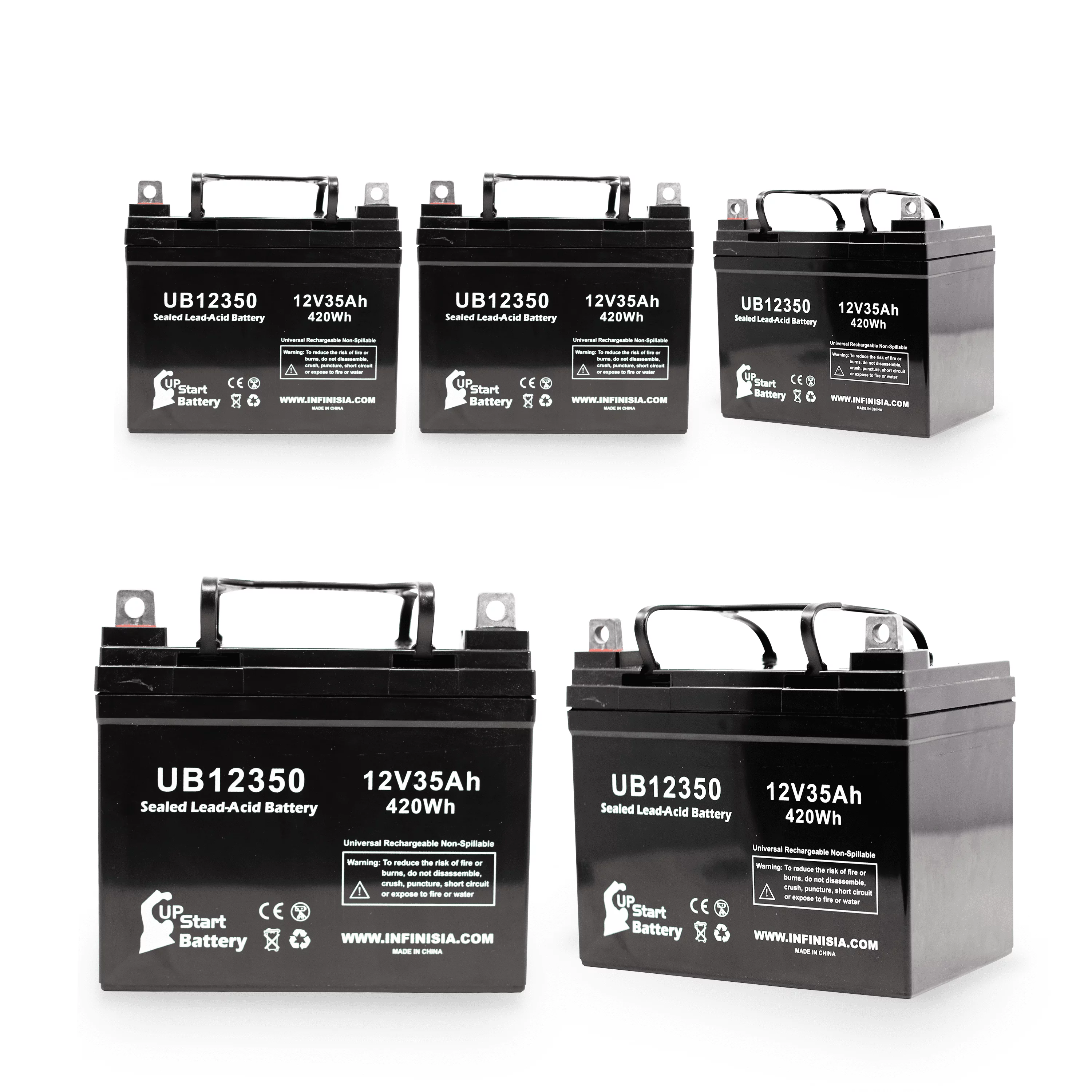 5x Pack - Compatible Imc Heartway Escape H Battery - Replacement UB12350 Universal Sealed Lead Acid Battery (12V. 35Ah. 35000mAh. L1 Terminal. AGM. SLA)