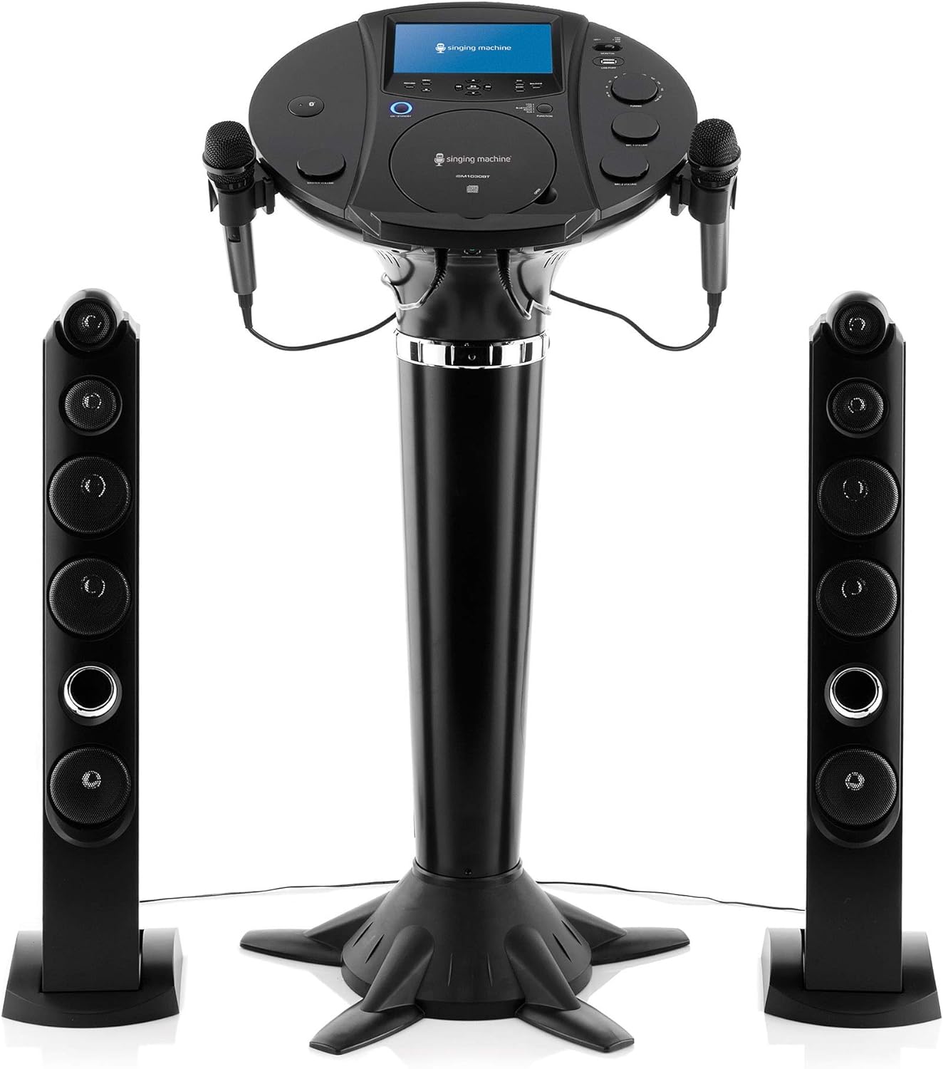 Portable WiFi Karaoke Machine for Adults. Black - Karaoke Pedestal with 7 ?Touchscreen Display. Built-In Karaoke Speaker. Bluetooth & Recorder - Karaoke System with 2 Wired Microphones