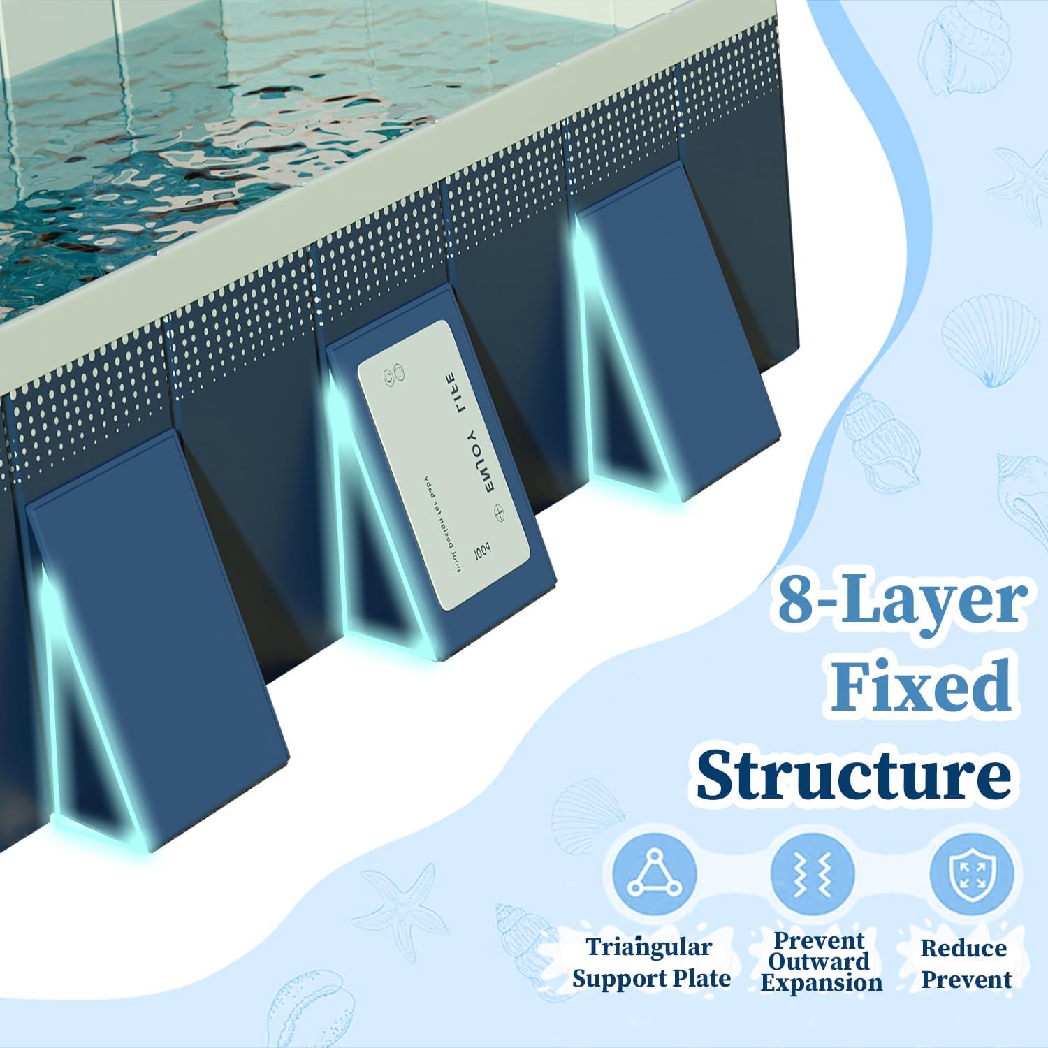 Foldable Non-Inflatable Kids' and Adults' Outdoor Swimming Pool - Hard Plastic Shell. Kid Pool for Backyard Dog Pools (158 x 76 x 20)