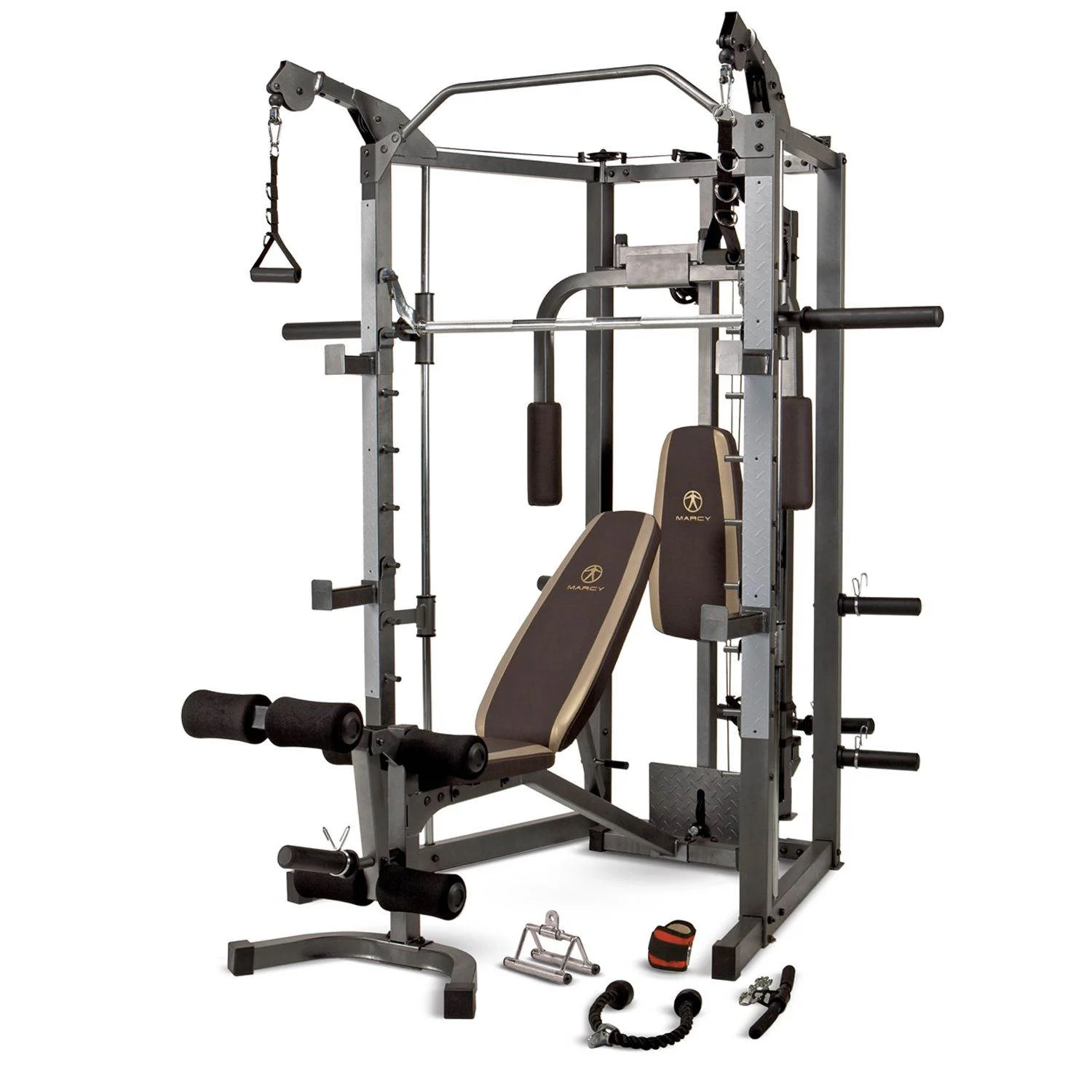 Marcy Combo Heavy Duty Full Body Home Exercise Gym Equipment. Gray/Brown